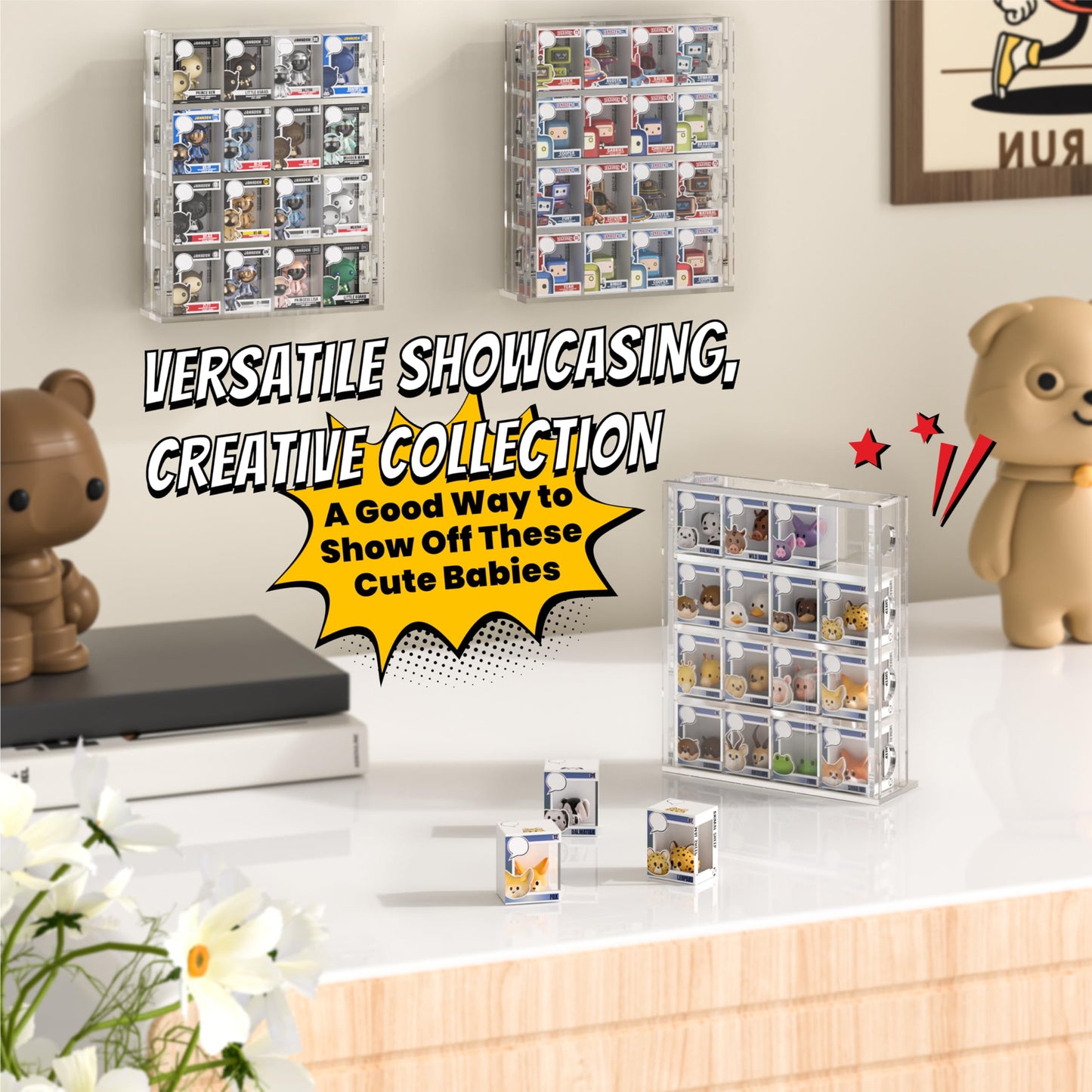 Janaden Acrylic Bittys Display Case, Clear Bitties Figure Collection Display Stand, 4 Tiered Mini Figurines Shelf for Bittys Collectibles