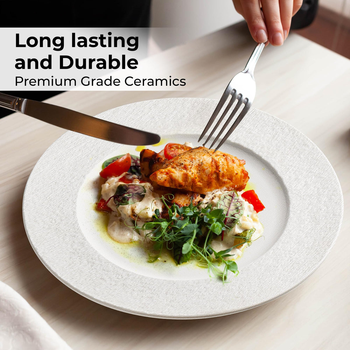 MIAMIO - 23 cm, Set of 4 Dinner Plates/Ceramic Plate Set, Crockery Set - Modern Plates, Microwave and Dishwasher Safe - Oasis Collection