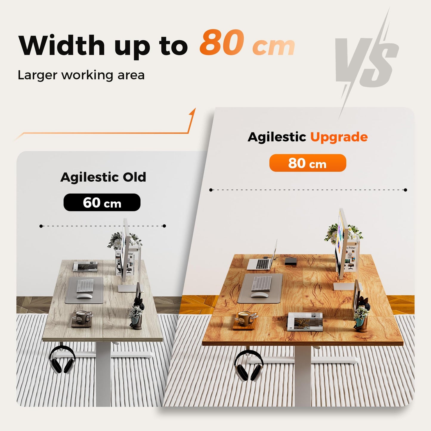 Agilestic Height Adjustable Electric Desk, 2 Memory Height, 120x80cm