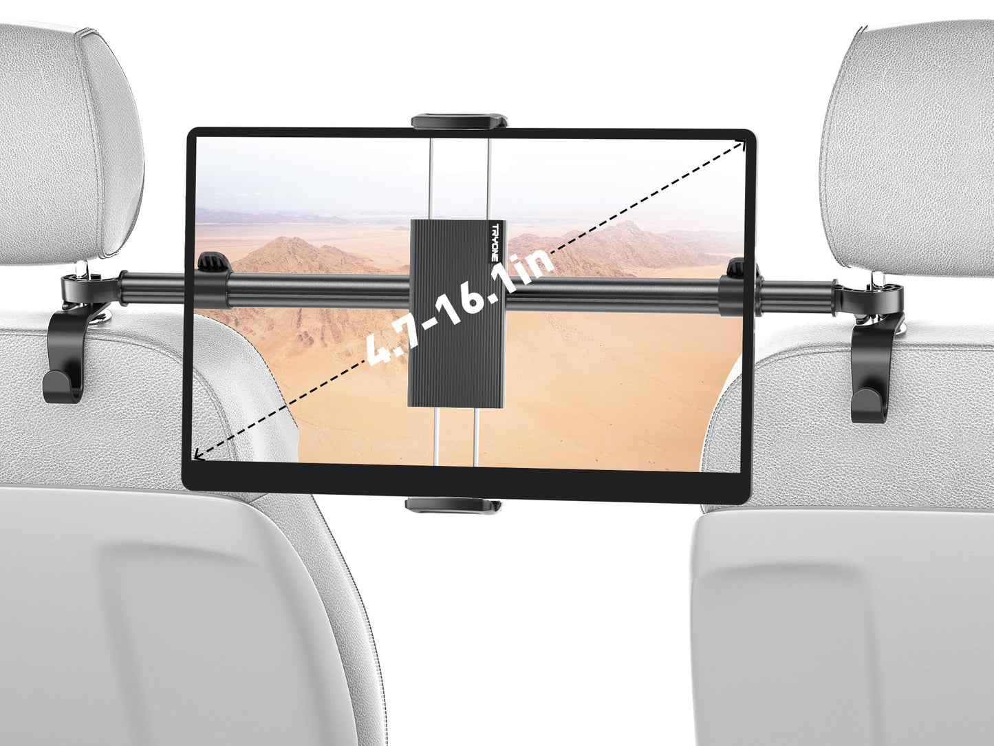 TRYONE Car Tablet Holder Mount for iPad: Headrest Tablet Stand for Car Back Seat Compatible with iPad Pro Air Mini | Galaxy Tab | Kindle Fire HD |
