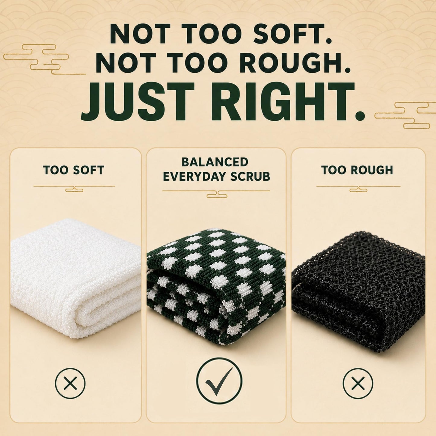 forest Originals Marna Body Exfoliating Towel (10.6 x 39.4 in / 27 x 100 cm), Japanese Shower Washcloth, Balanced Deep-Cleansing Scrub