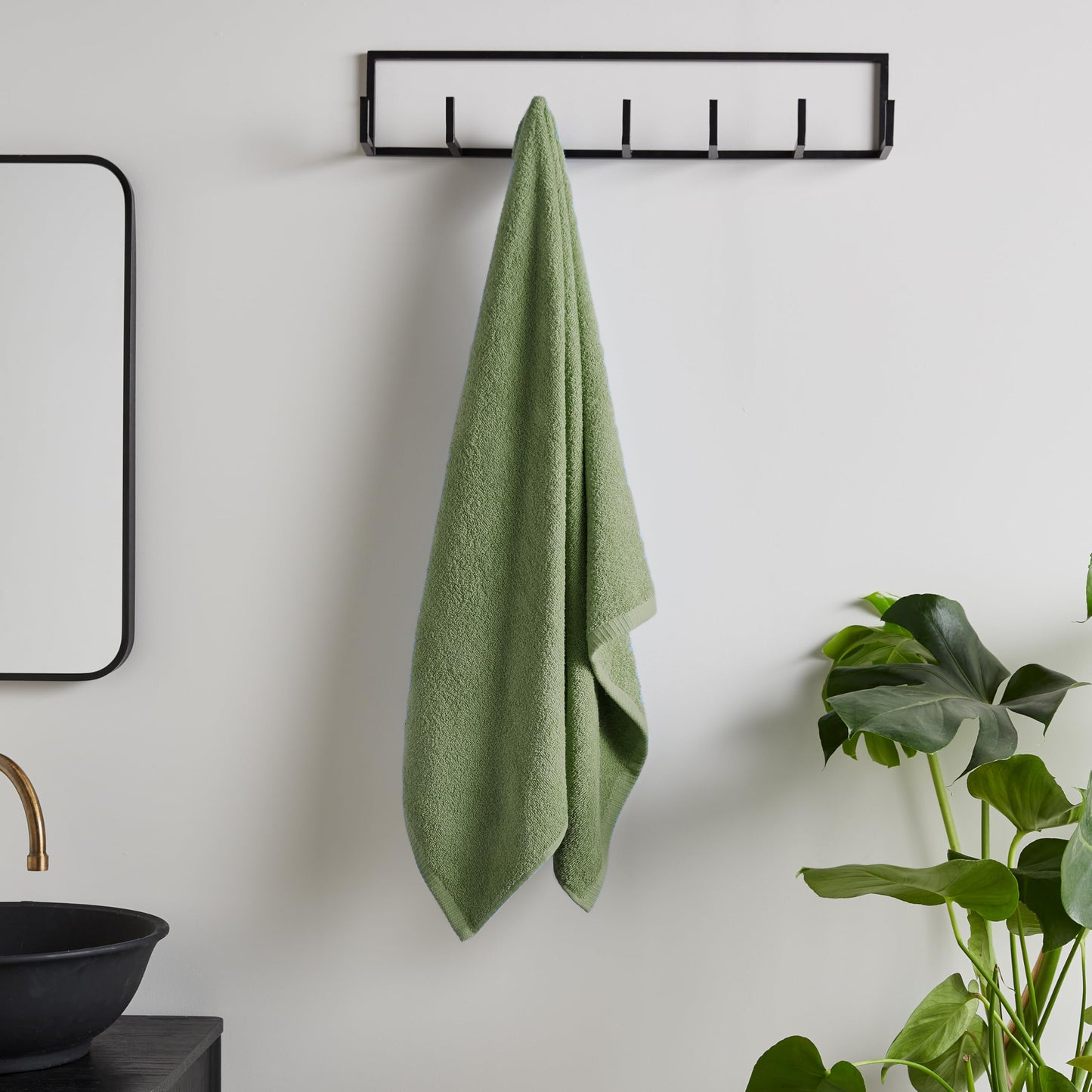 Catherine Lansfield Quick Dry Cotton 90x140cm Bath Sheet Sage Green