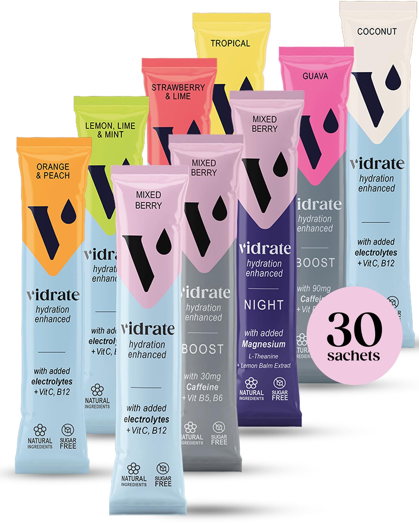Electrolytes Powder - Hydration Sachets Packed with Vitamins - Zero Sugar Rehydration Sachet, No Artificial Sweeteners & Preservatives by ViDrate -