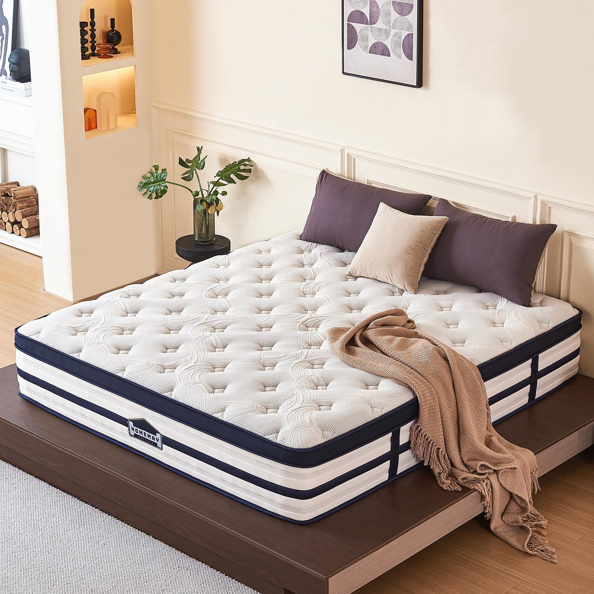 HomeMay 4FT6 Double Mattress,135x190x28cm Hybrid Pocket Sprung, Medium Firm
