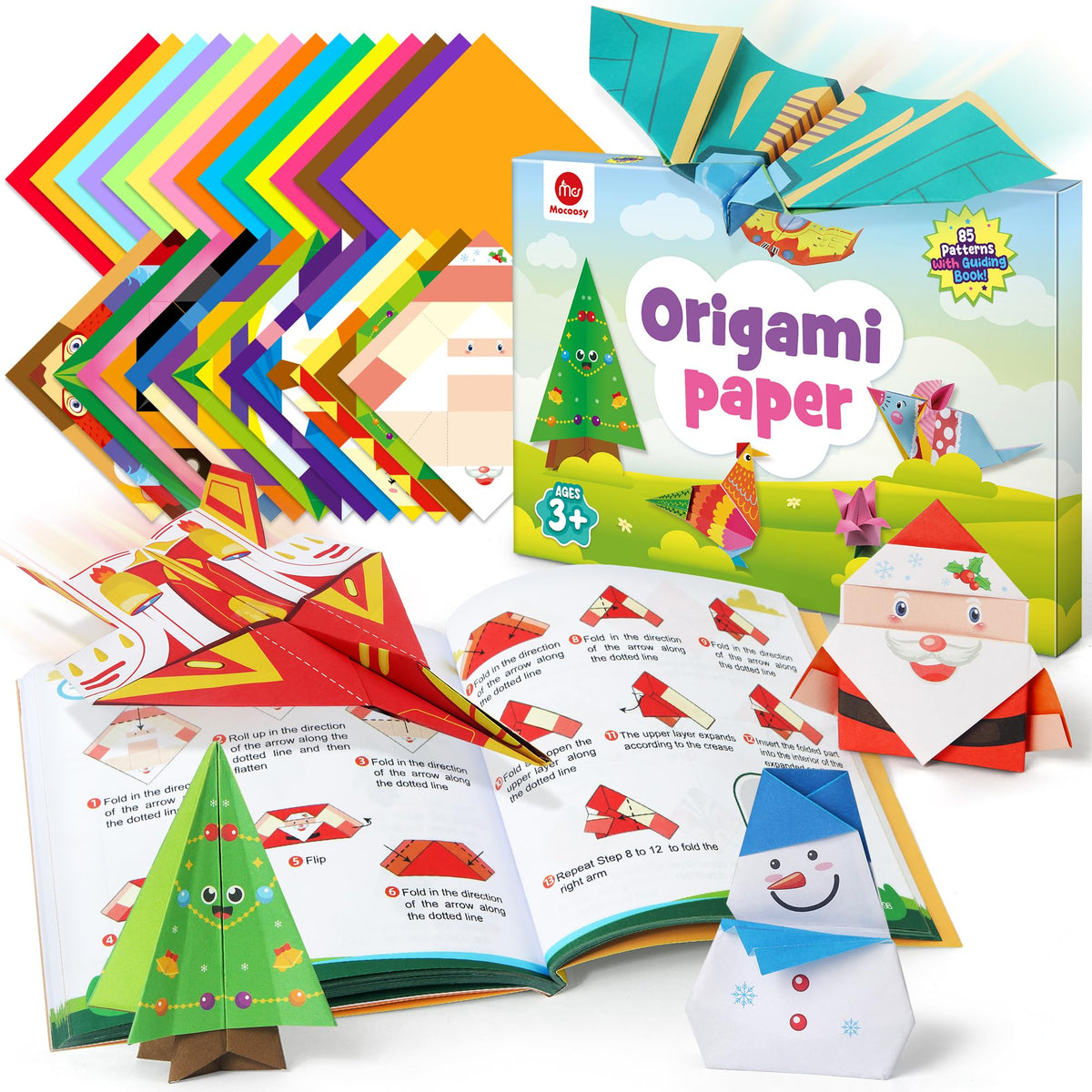 Mocoosy 320 Sheets Origami Kit for Kids 5-8 6-12, 85 Patterns Origami Paper with Video & Origami Book,Paper Art Craft Kit for Kids Activity Girls