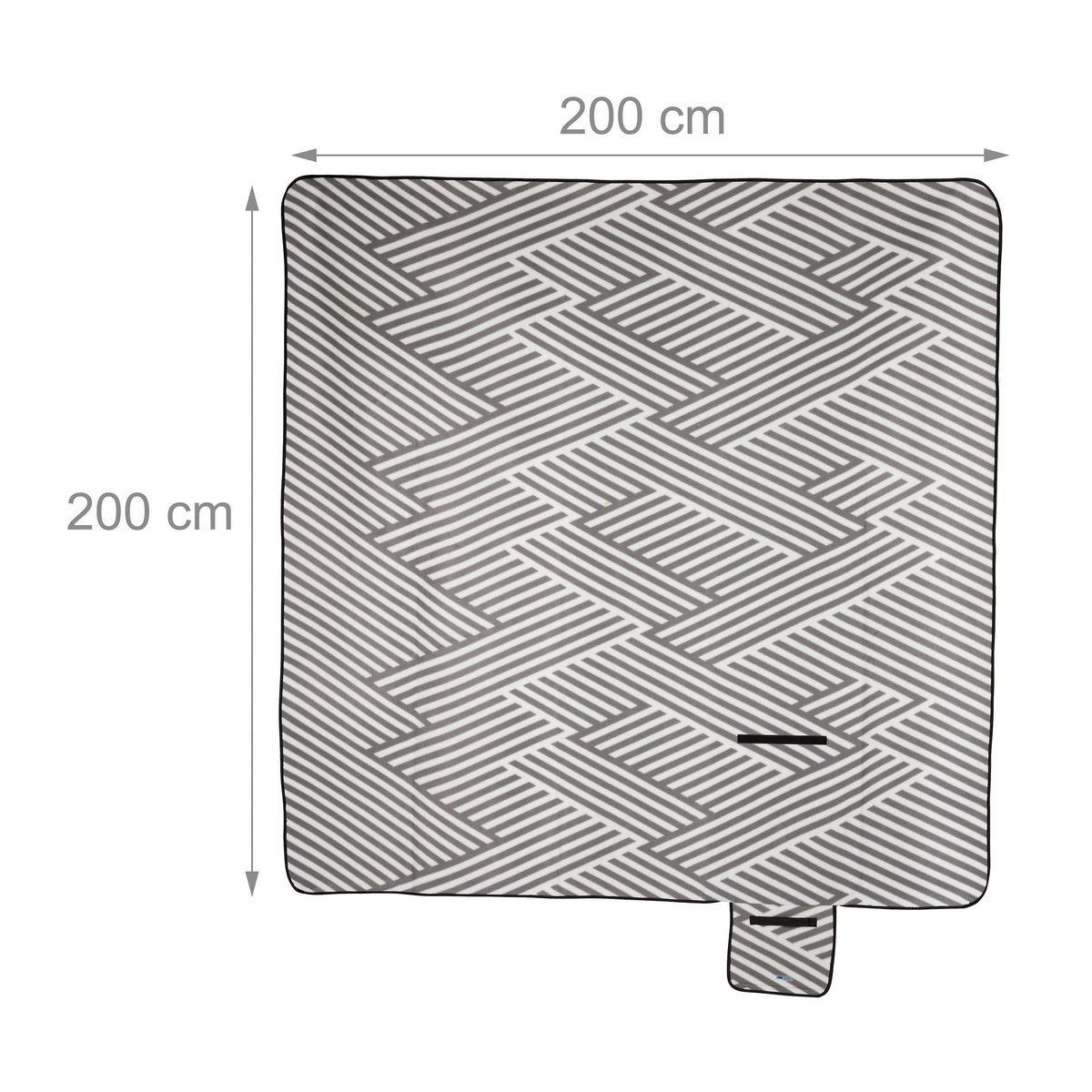 Relaxdays XXL Picnic Blanket, Aluminium Coating, Folding Beach Rug with Handle, 200x200 cm, Grey-White