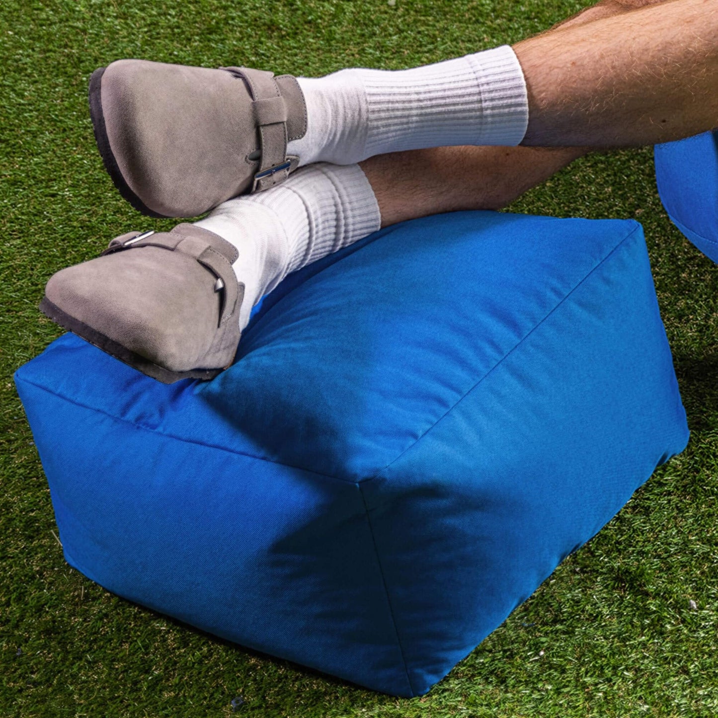 Bean Bag Bazaar Outdoor Bean Bag Footstool with Filling Included, Blue