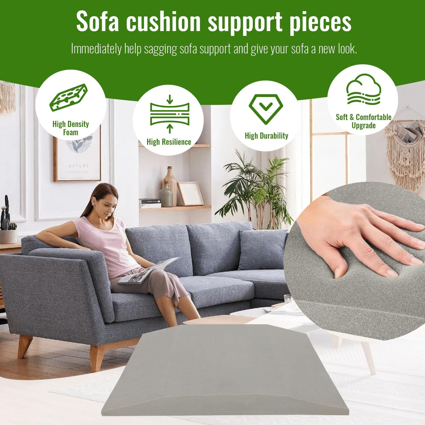Sofa Cushion Support for Sagging Seat, Sagging Sofas Support 50cm x 50cm, Sofa Support Boards Are Made of High-Density Foam, Square, Enhanced Comfort