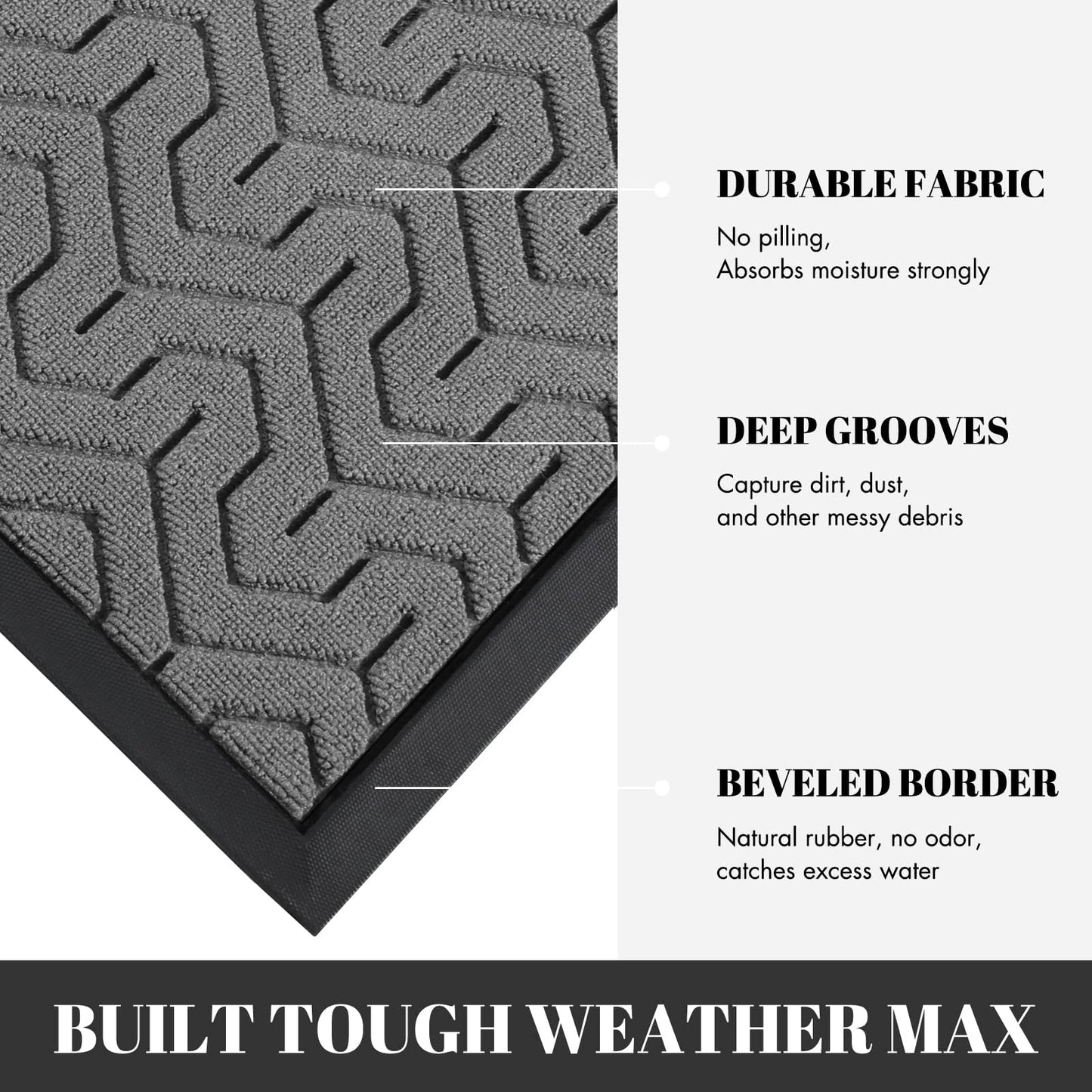 Yimobra Door Mats, Heavy Duty Water Absorbent Mud Resistant Easy Clean Entry Outdoor Mat,Non Slip Backing, Exterior Mats for Outside Patio Porch
