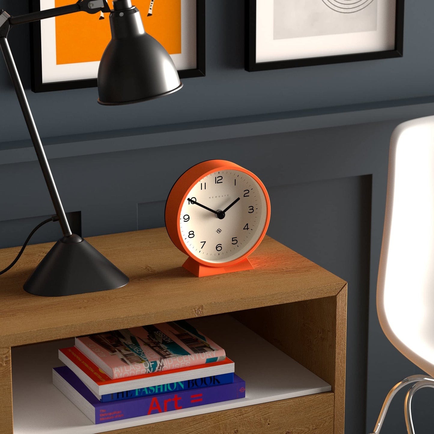 NEWGATE? M Mantel Silent Sweep Mantel Clock - 'No Tick' - A Mantelpiece Clock - Small Mantel Clock - Minimalist Dial - (Pumpkin Orange)
