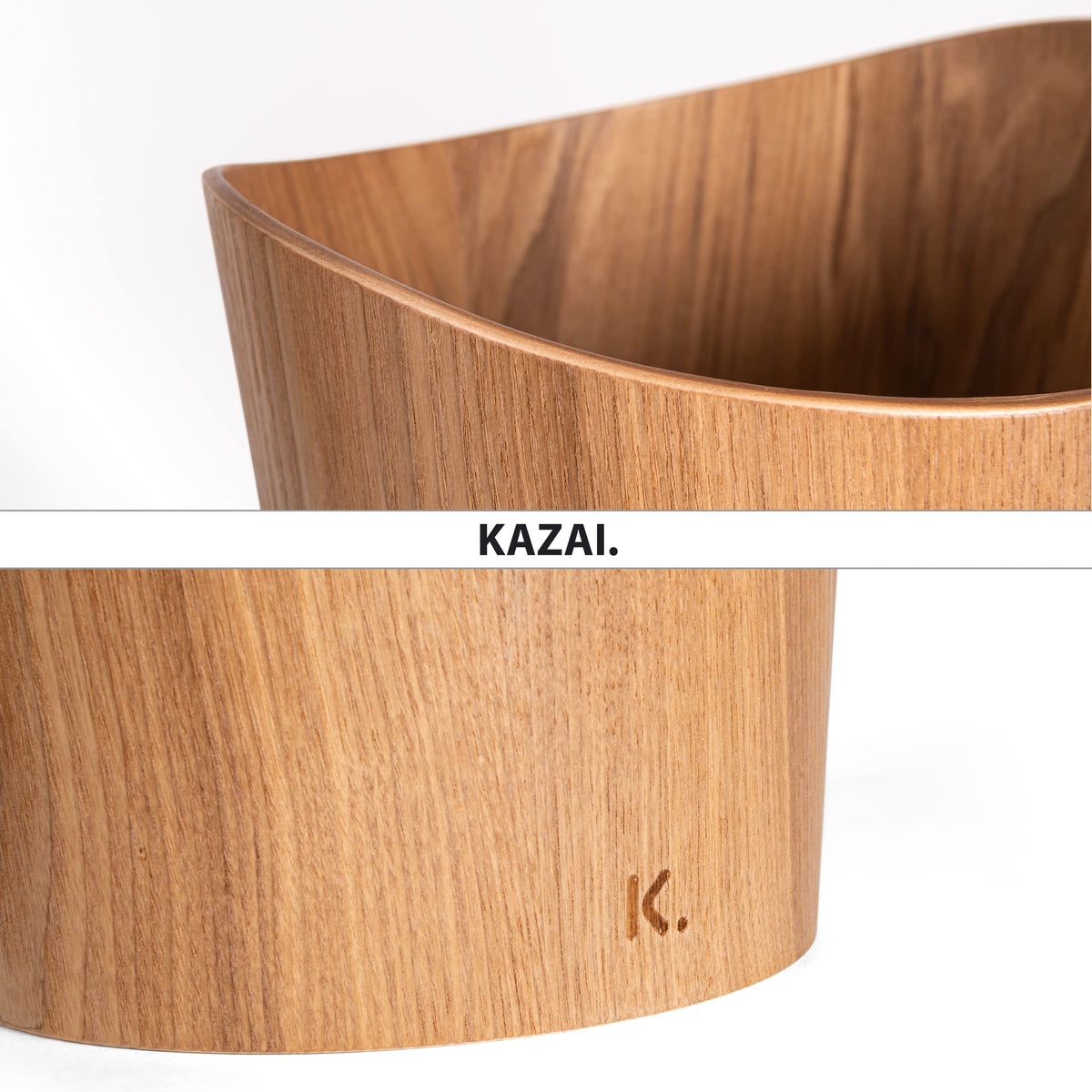 Kazai. Real Wood Waste Paper Bin Brje | Wooden Paper Basket for Office, Kids' Room, Bedroom and more | 9 liters | Ash