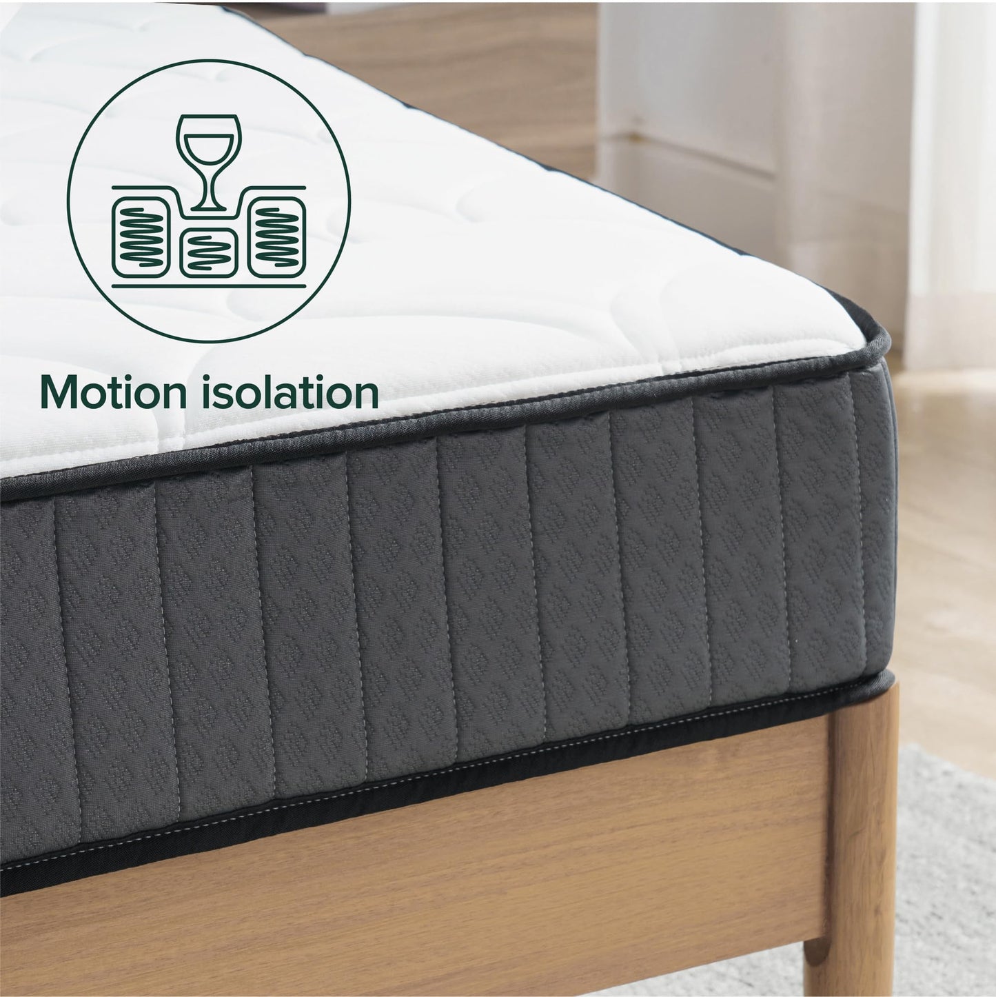 Zinus Single Mattress - Pocket Spring & Memory Foam Mattress - 90x190cm/3x6.2ft - Height 20cm/8in - Medium Firmness - Skin-friendly Hybrid Mattress -