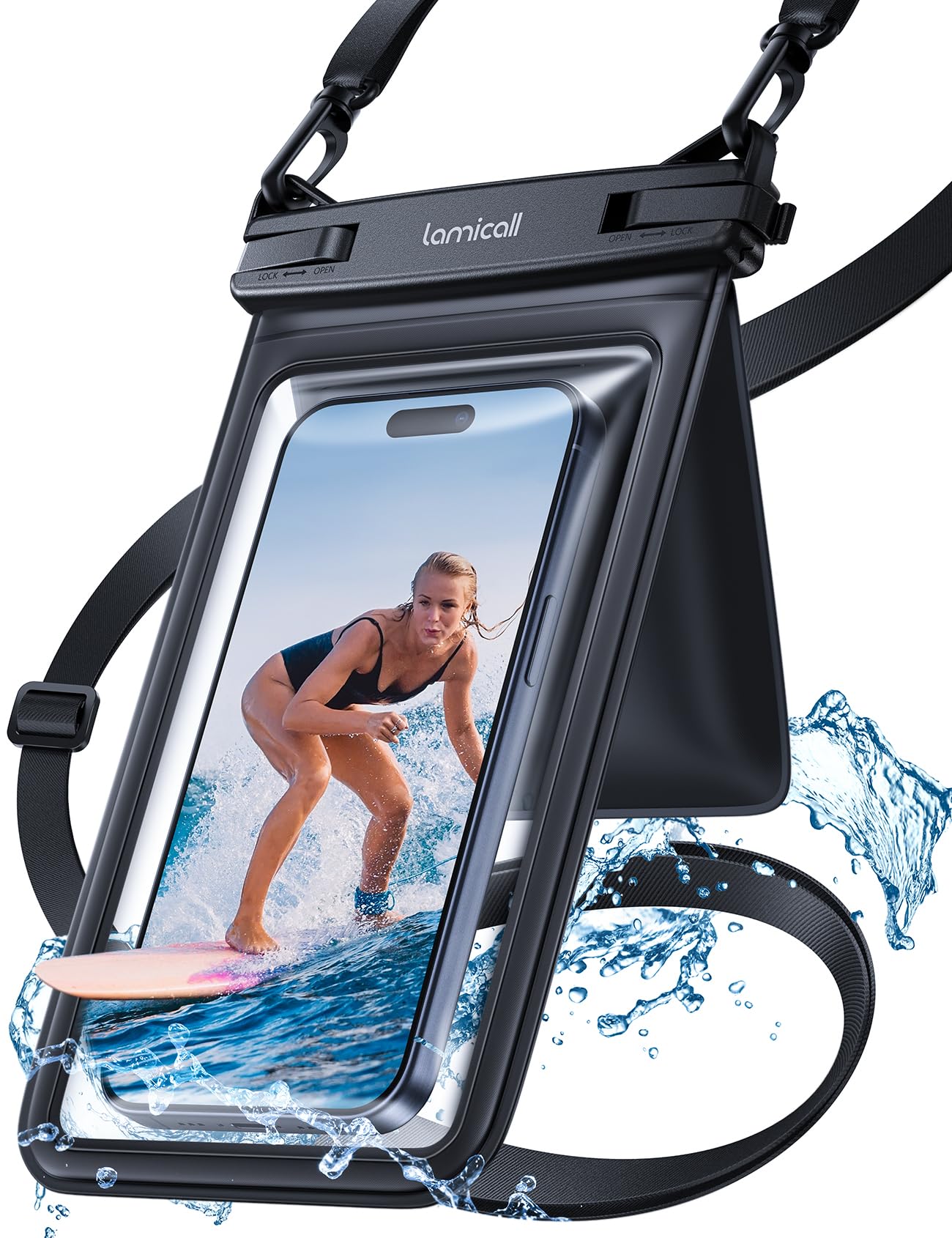 Lamicall IPX8 Waterproof Phone Pouch Case - [Double Space Design] 7.5" Underwater Phone Case for Swimming Dry Bag with Lanyard for iPhone 17 16 15 14