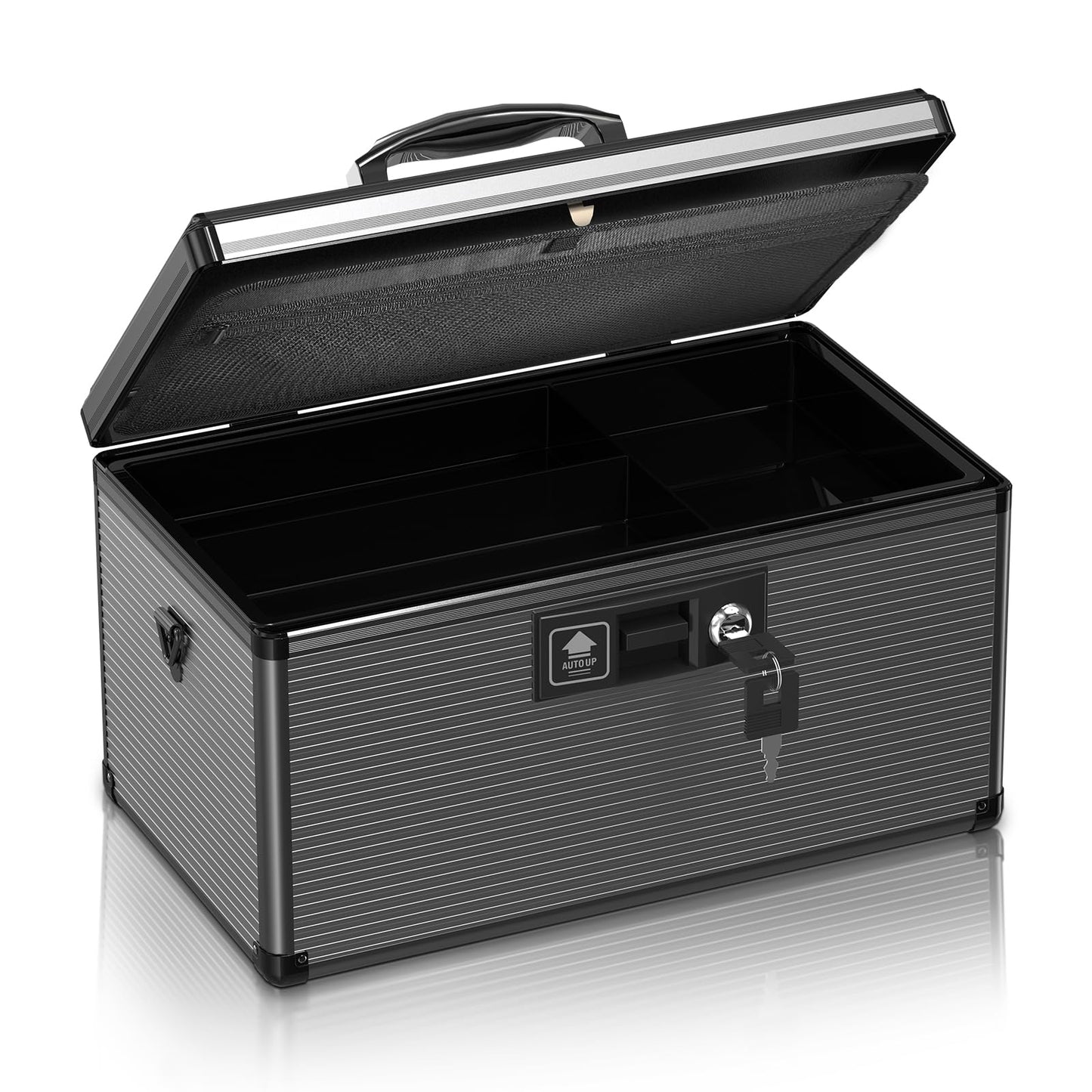 ZORVIDSON Medicine Lock Box with Key,Portable Medication Lock Box with Handle, Medicine Storage Box with Removable Tray for Home, 35.5 * 21.5 * 19 cm