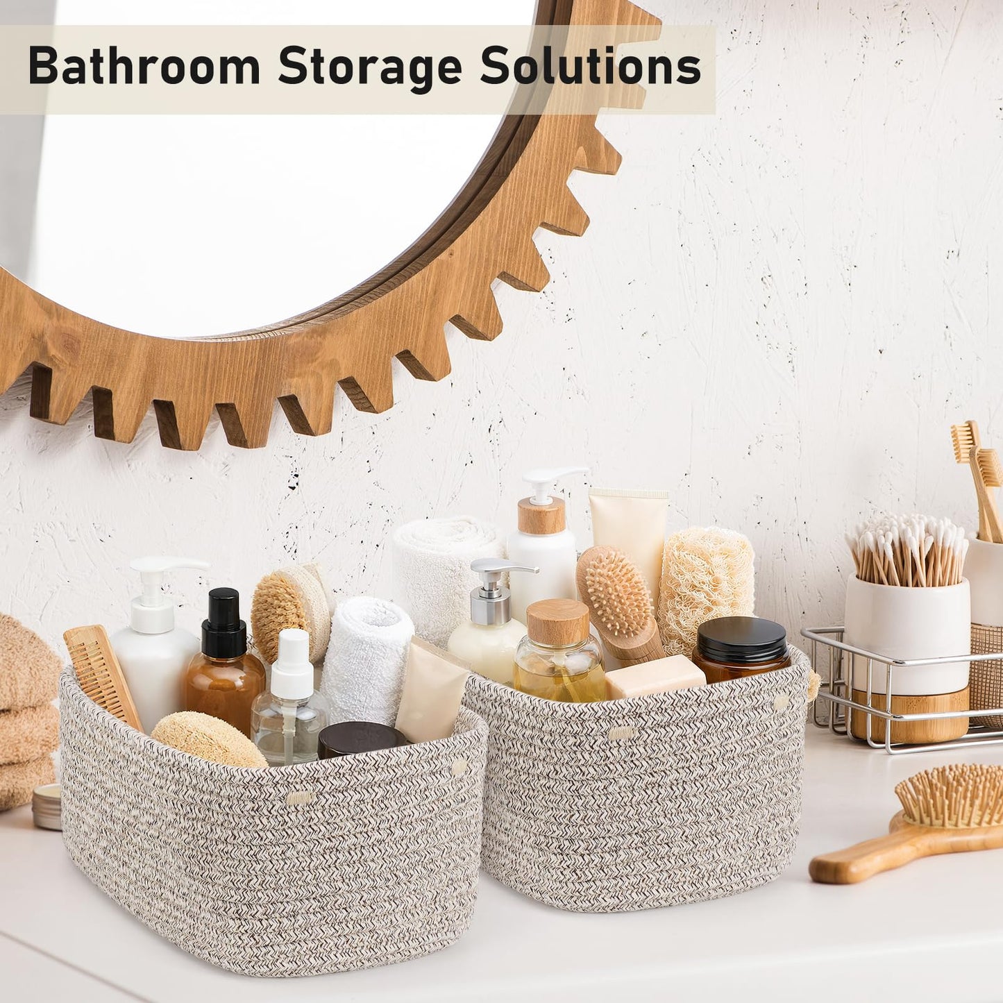 ASMIZ 8 Pack Woven Storage Baskets for Organising, Small Rope Storage Bins