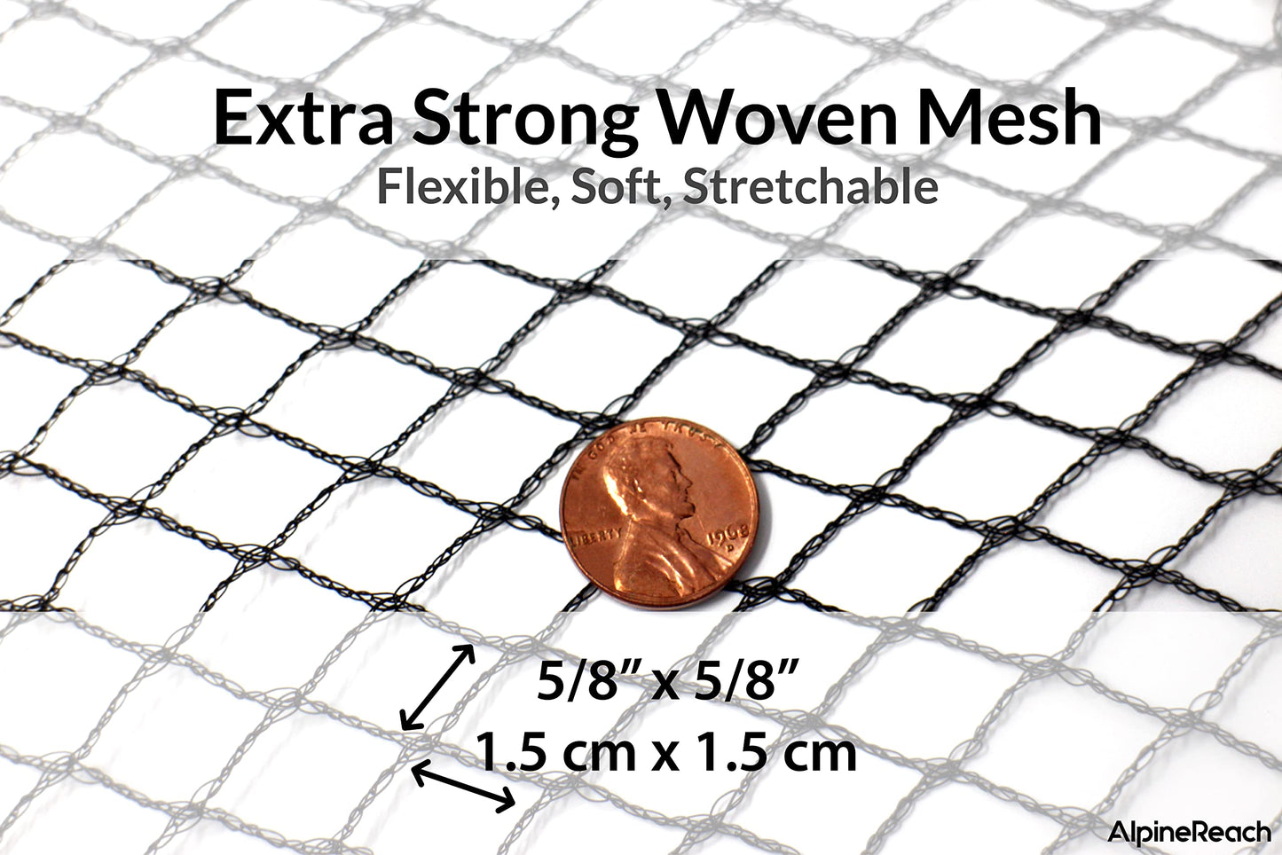 AlpineReach Garden Netting 2m x 30m Extra Strong Woven Mesh Bird Netting Heavy Duty Kit - Protect Plants & Fruit Trees Against Animals & Deer Fencing