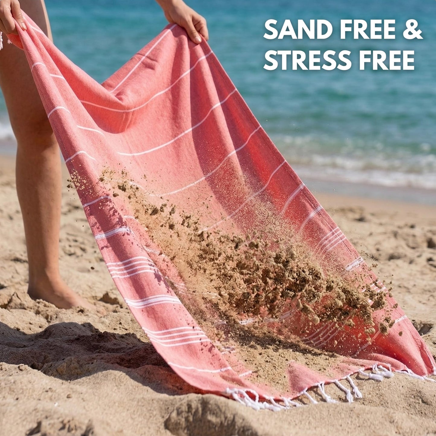 Blue Beach Turkish Towel - Set of 2-100x180cm Large Turkish Hammam Peshtemal Towel - Super Absorbent, Quick Dry, Lightweight