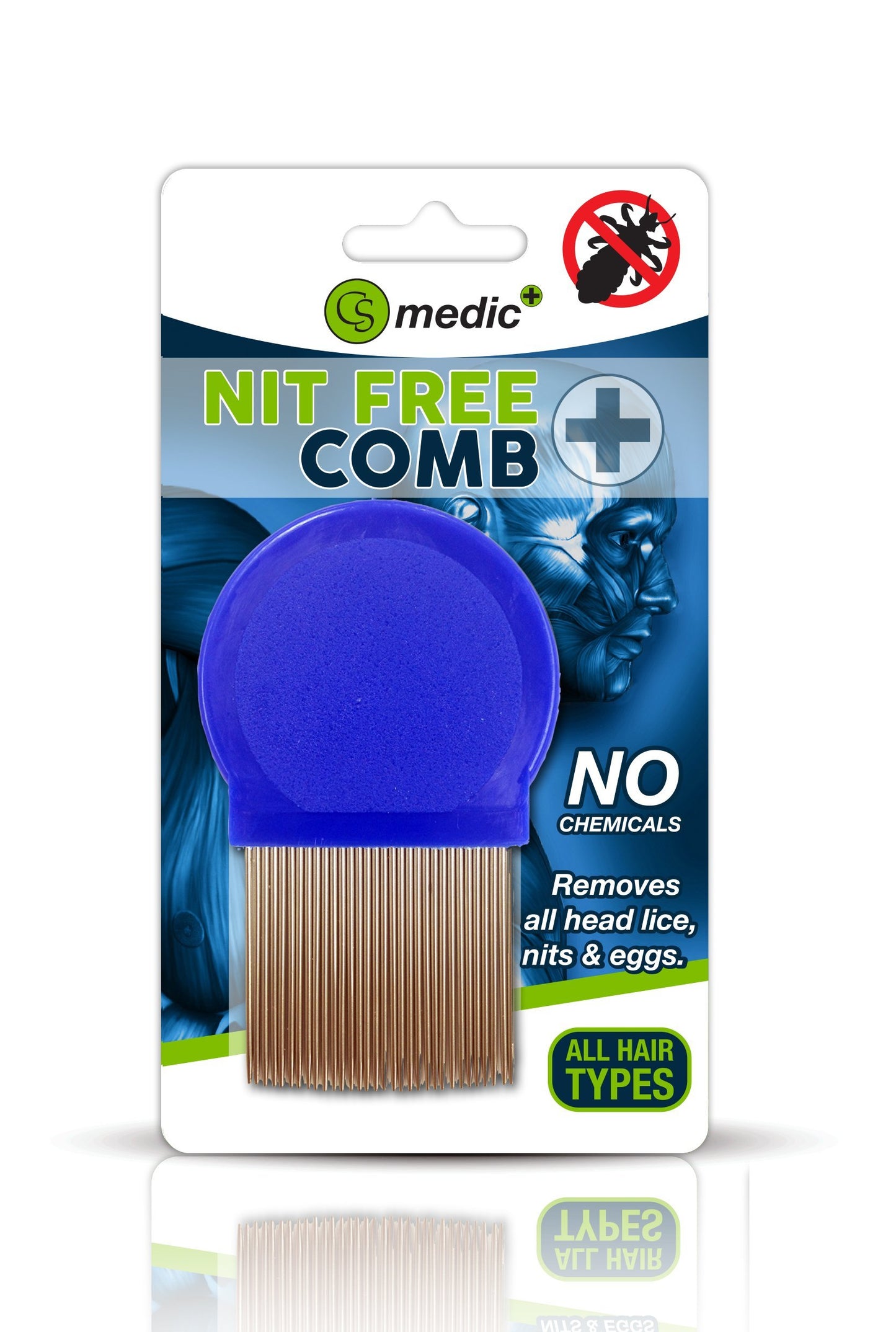 CS Medic - Standard Quality Metal Round Lice Nit Louse Detection Removal Comb Regular Use