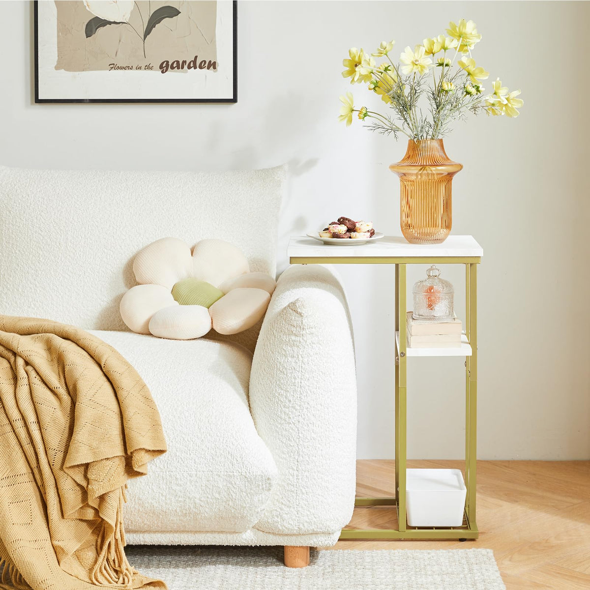 YMYNY C-Shaped End Table Set of 2, Side Table for Sofa and Bed, Coffee Table for Small Spaces, Living Room, Bedroom