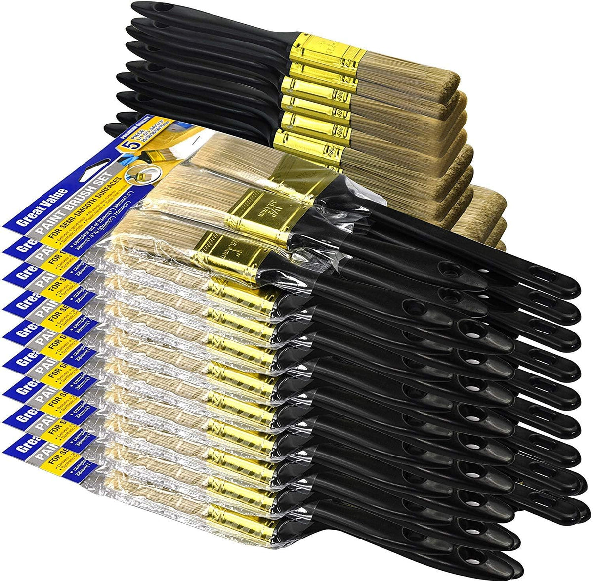 Great Andrew Paint Brushes, 30 PCS Great Value Multi use(3" 2" 1.5" 1" Flat &1.5" Angled) Paint Brush Pack, Paint Brushes Set for Home Furniture
