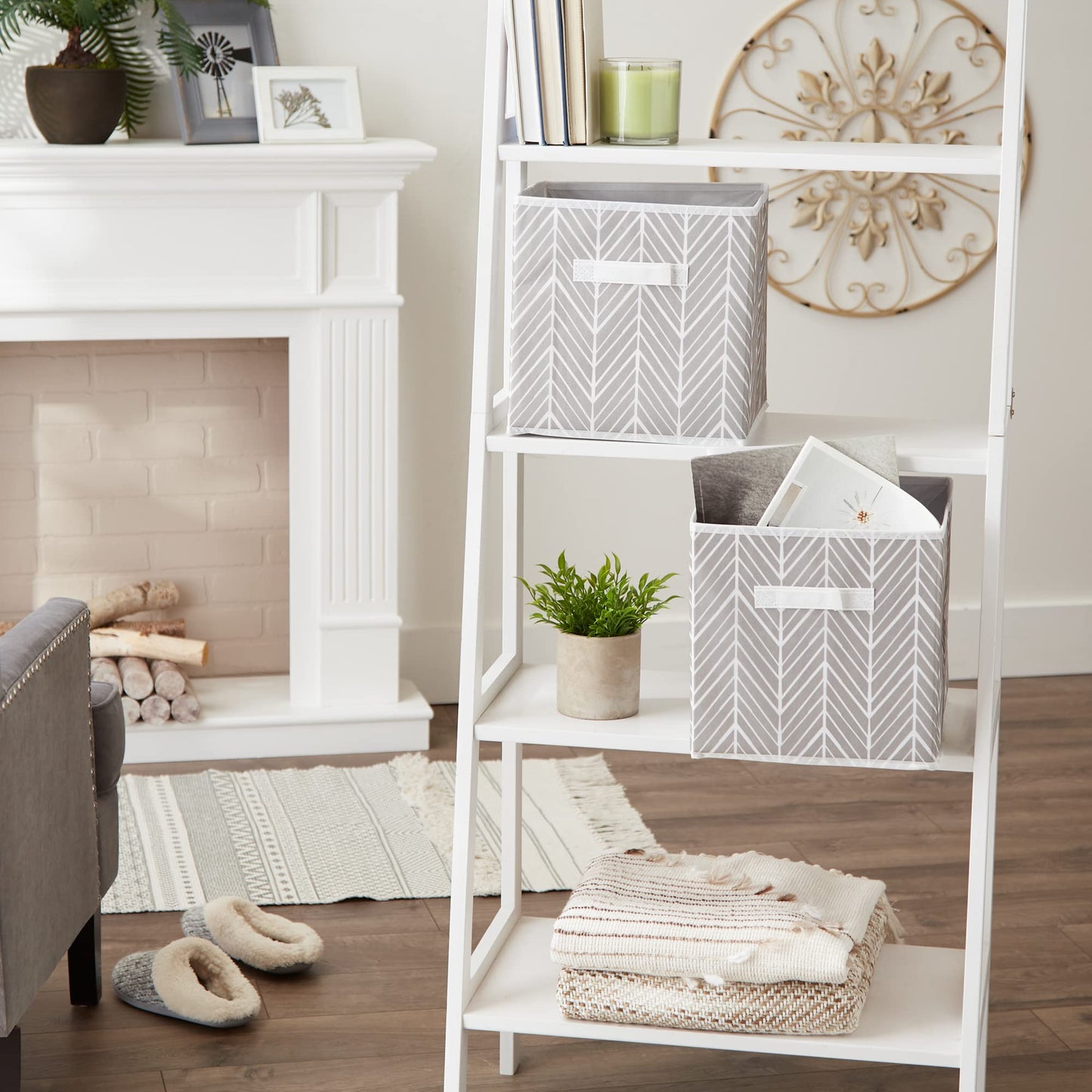 DII Fabric Storage Bins for Nursery, Offices, & Home Organization, Containers Are Made To Fit Standard Cube Organizers (11x11x11) Herringbone Gray