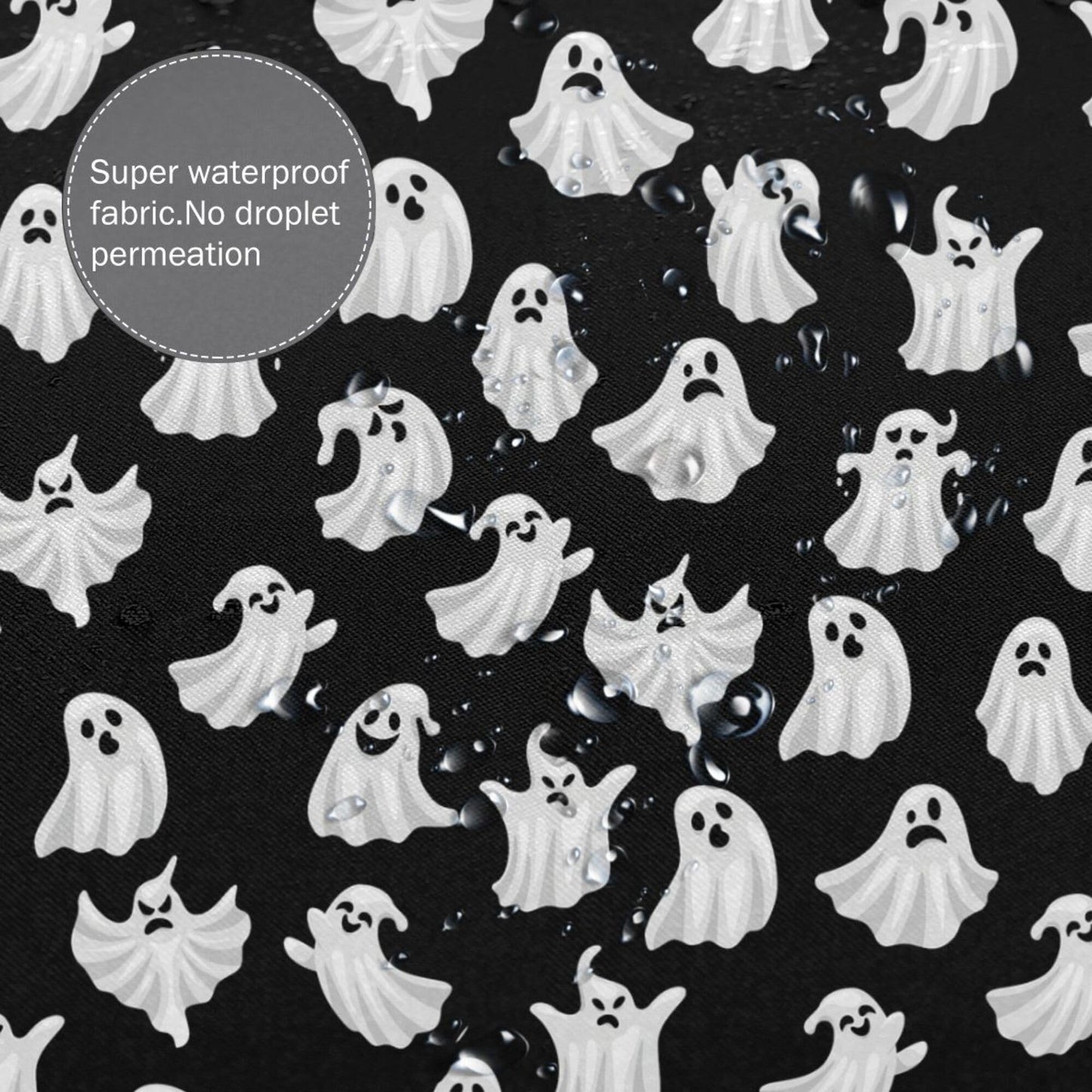 Abaysto Halloween Ghost Shower Curtain, Spooky Cute Funny Cartoon Ghosts Icons Black and White Fabric Polyester Bathroom Shower Curtain with 12 Hooks