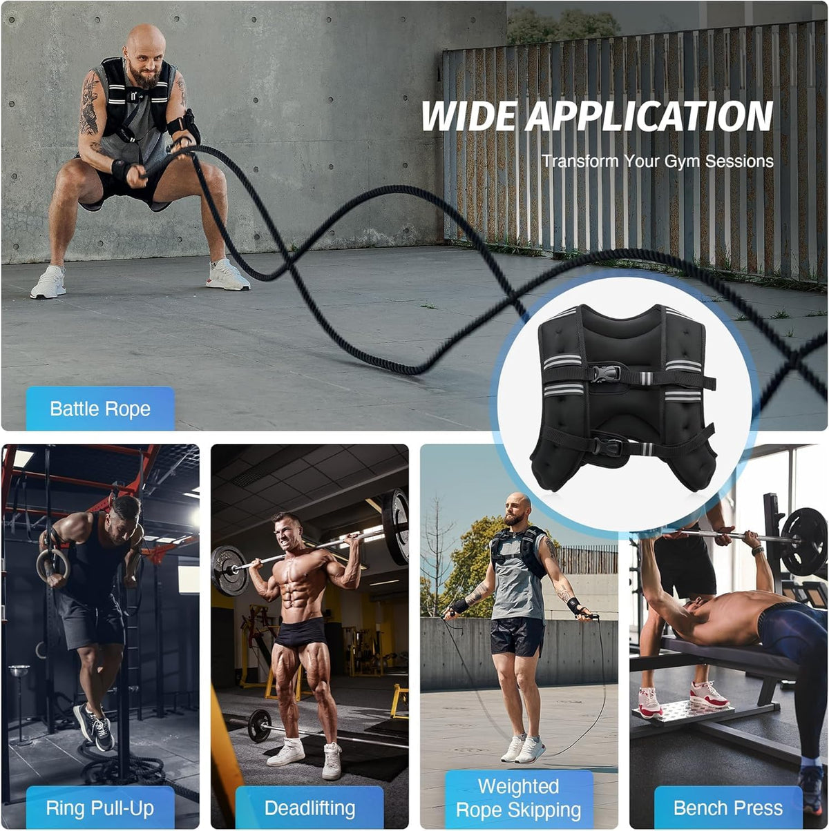 ZELUS Weighted Vest for Strength Training, 11kg Adjustable Exercise Equipment for Home Gym, Iron Sand Weight Vest with Armband Holder for Men Women