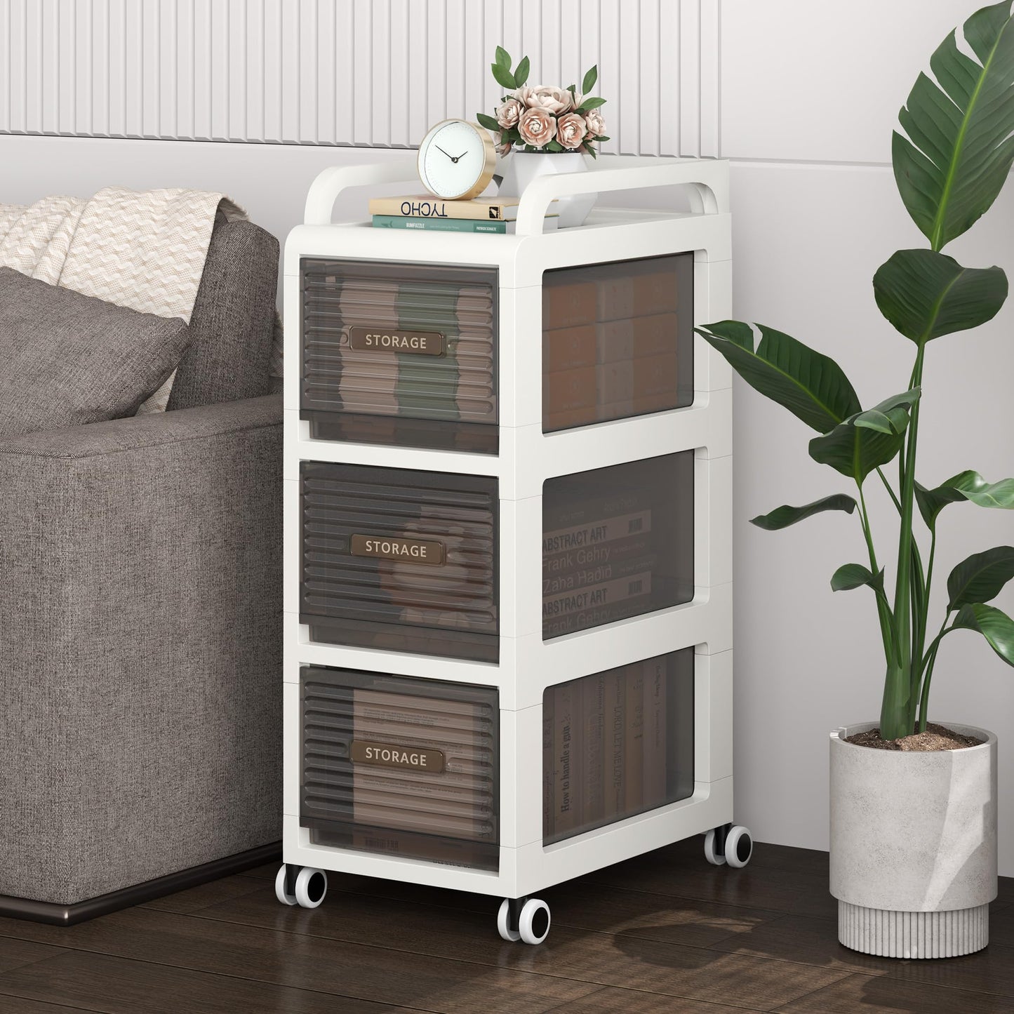 30cm Bathroom Cabinet, 3 Drawers Storage unit, 75cm Tall Toliet Organiser
