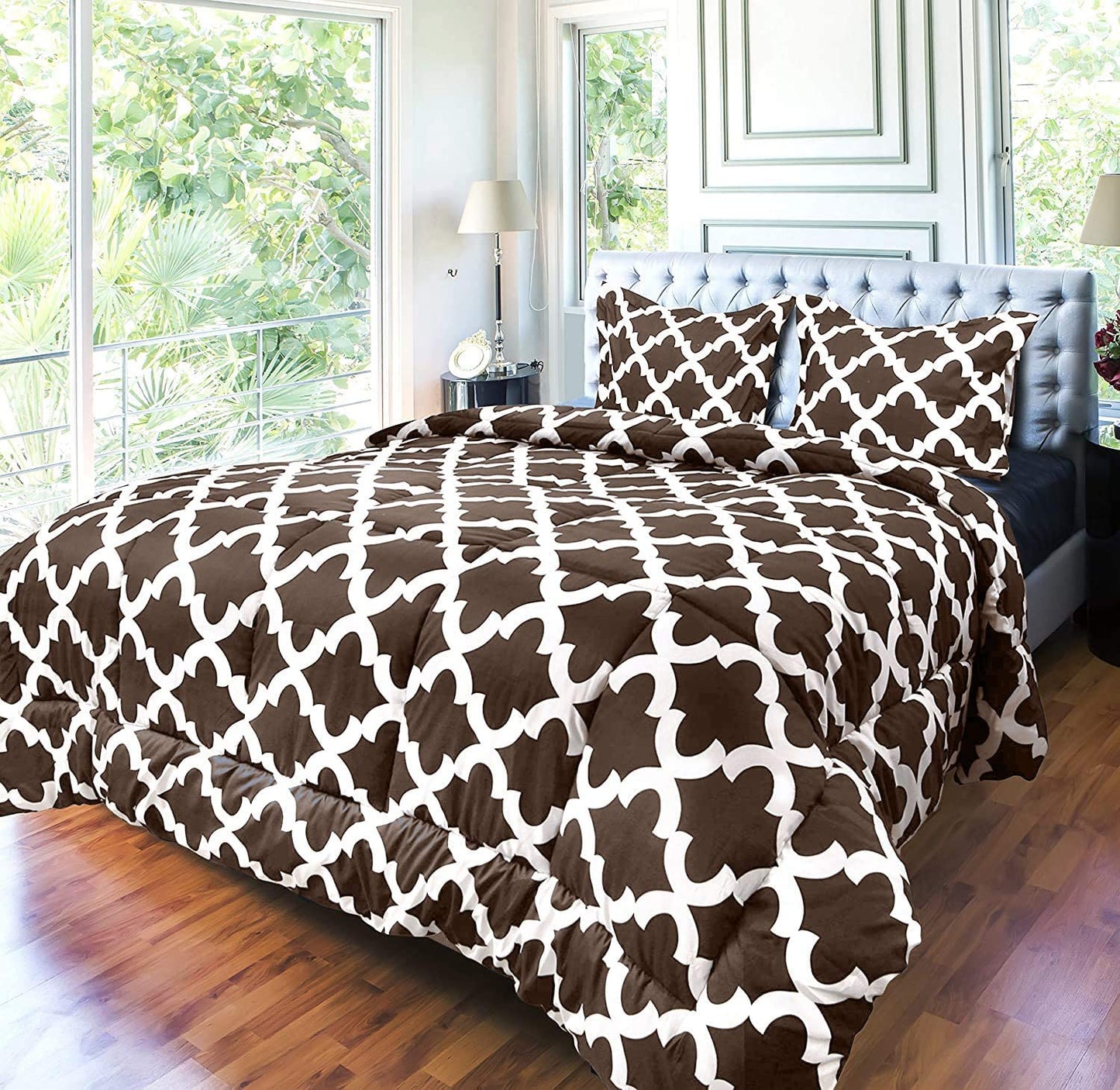 ComfyWell King Size Duvet - Printed Comforter Bedspreads, Coverlets & Sets, 2 Pillowcases Warm and Anti Allergy All Season Coverless Duvet, Throws For