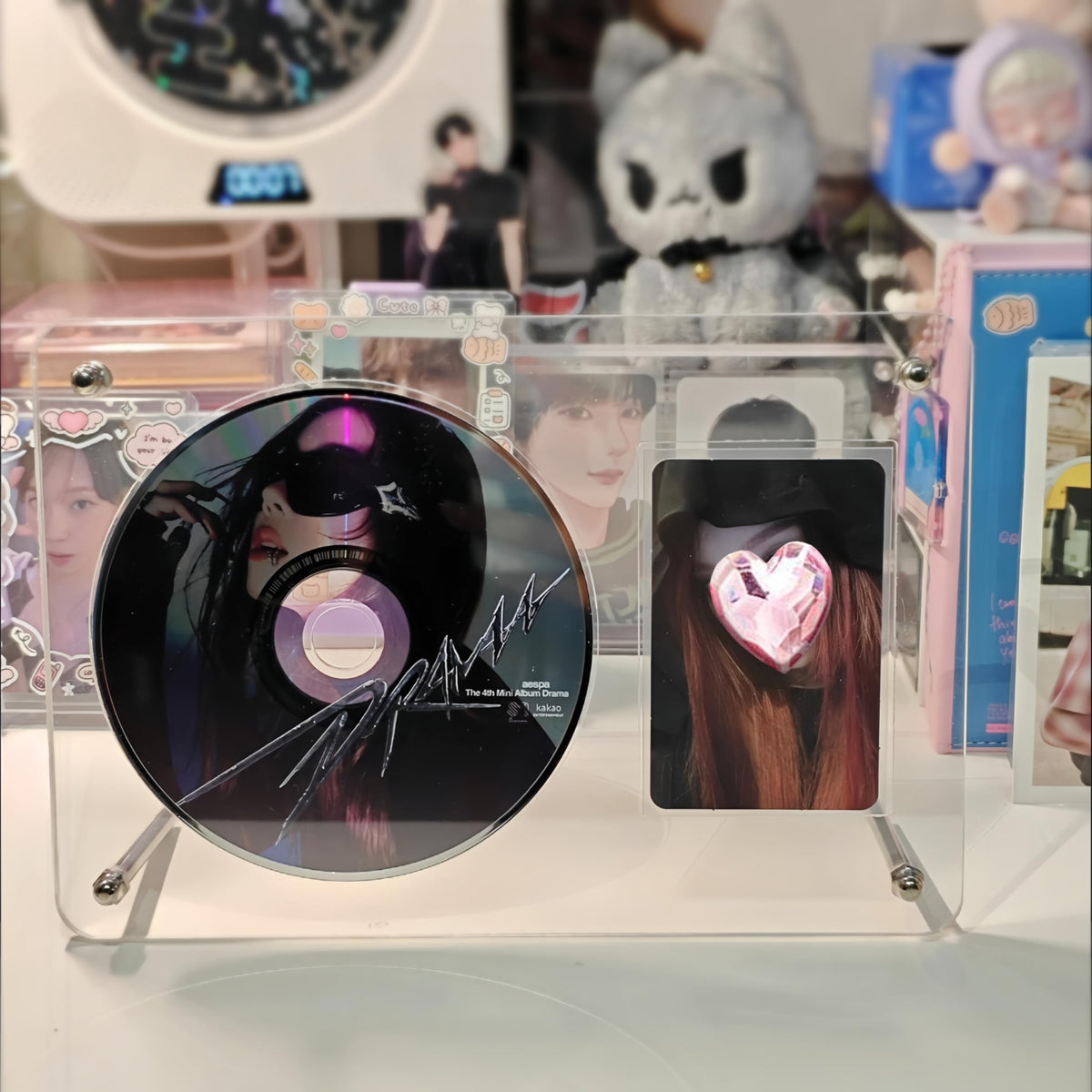 MSLSOZ Photocard Holder - Clear Acrylic CD & Photocard Display Stand, Kpop Card Exhibit Stand for Your Fave, Frame Fits Most 120mm CDs