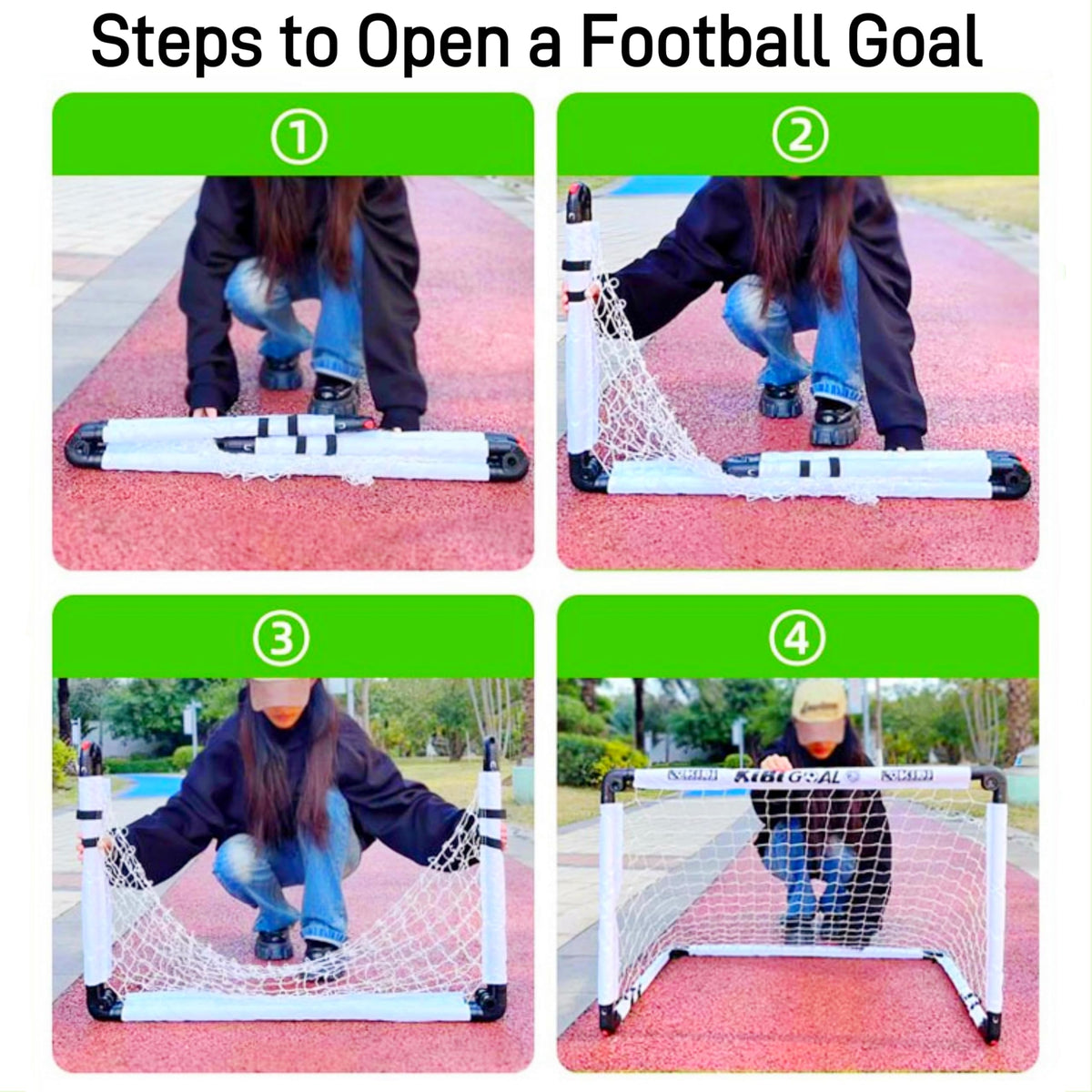 KiBiGOAL Foldable Football Goal Set, Portable Mini Football Net with 15cm Ball ? Indoor/Outdoor Kids Toy for Ages 2-7, Quick Setup Backyard & Garden