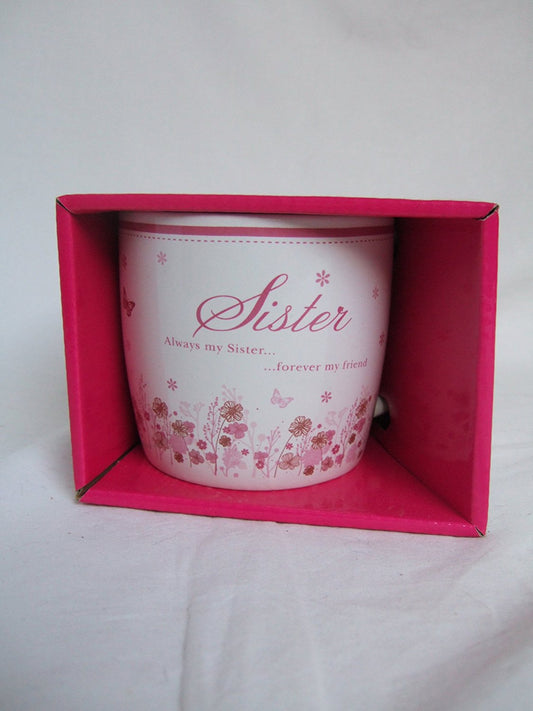 "Sister" Pink Floral Sentimental Mug With Presentation Box
