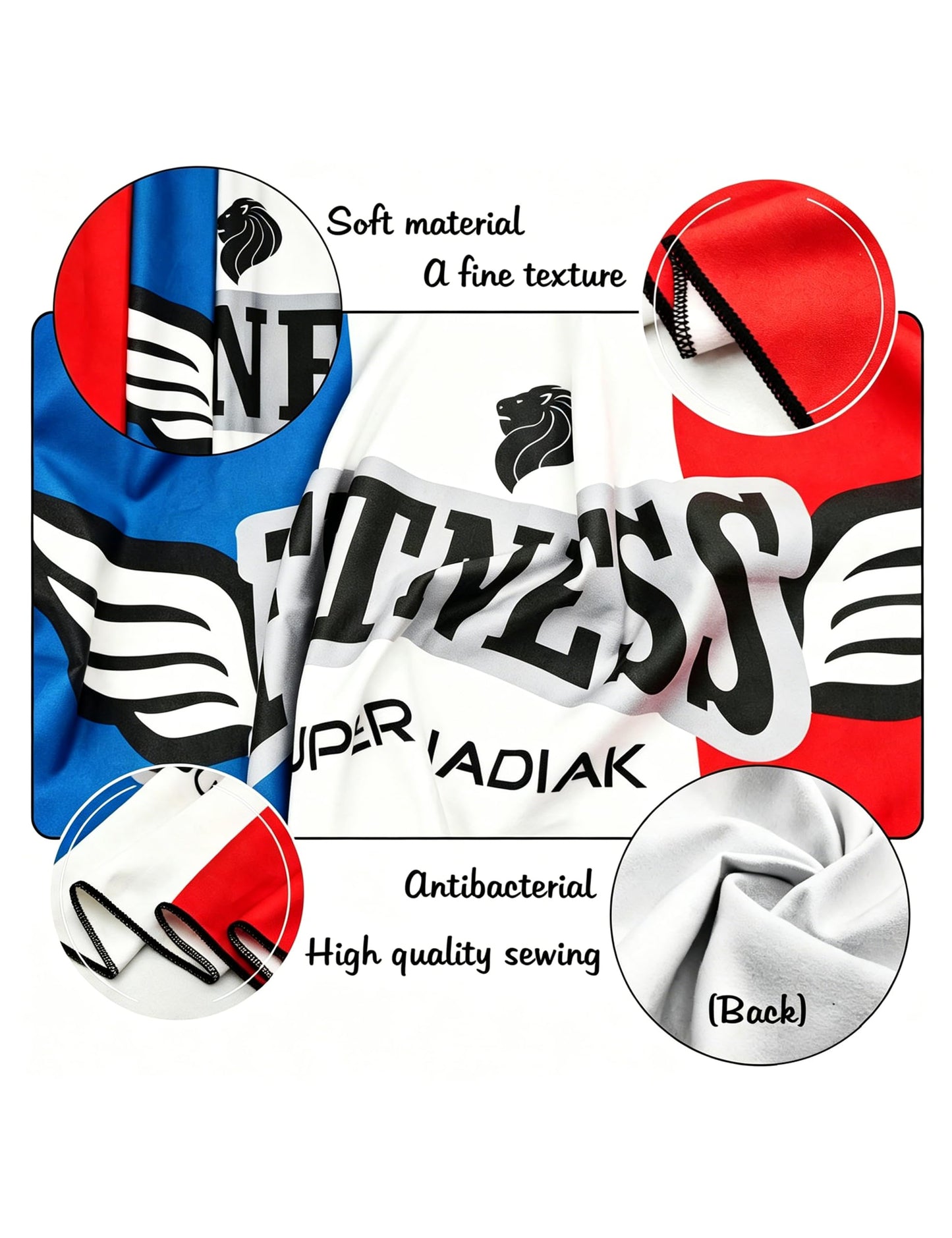 super NADIAK Gym Towel - Microfiber Towel - Microfiber Sheet Ideal for Weight Room - Towel for Workouts - Both Indoors and Outdoors Sport,Fitness,Gym