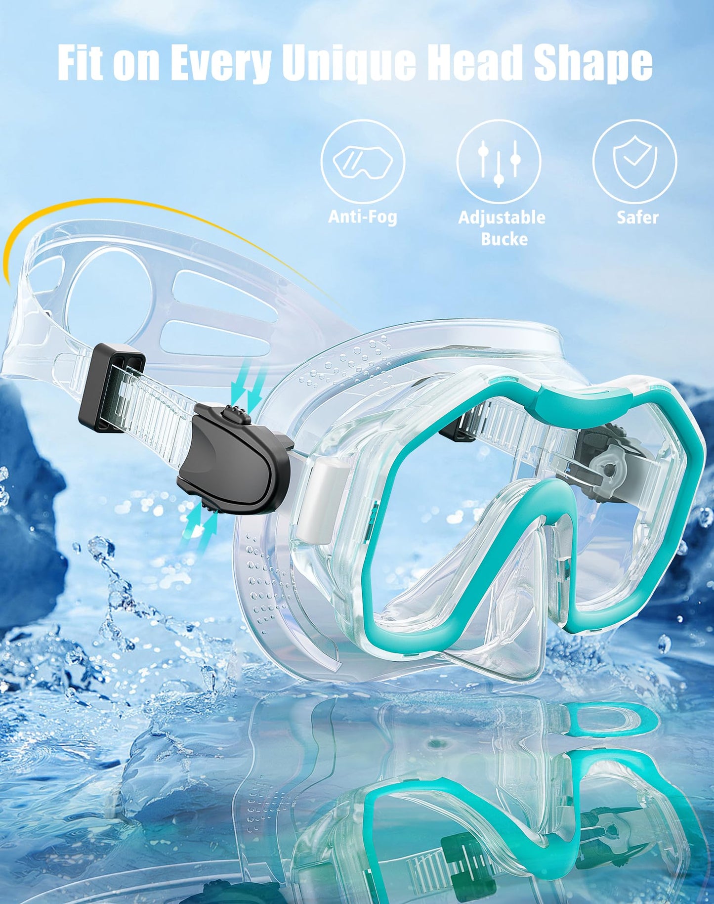 Lealinga Snorkel Set Adults 2Pack, Snorkel Mask Anti-Fog Panoramic View Diving Mask Dry Top Snorkel Kit with Travel Bag Diving Set for Snorkeling