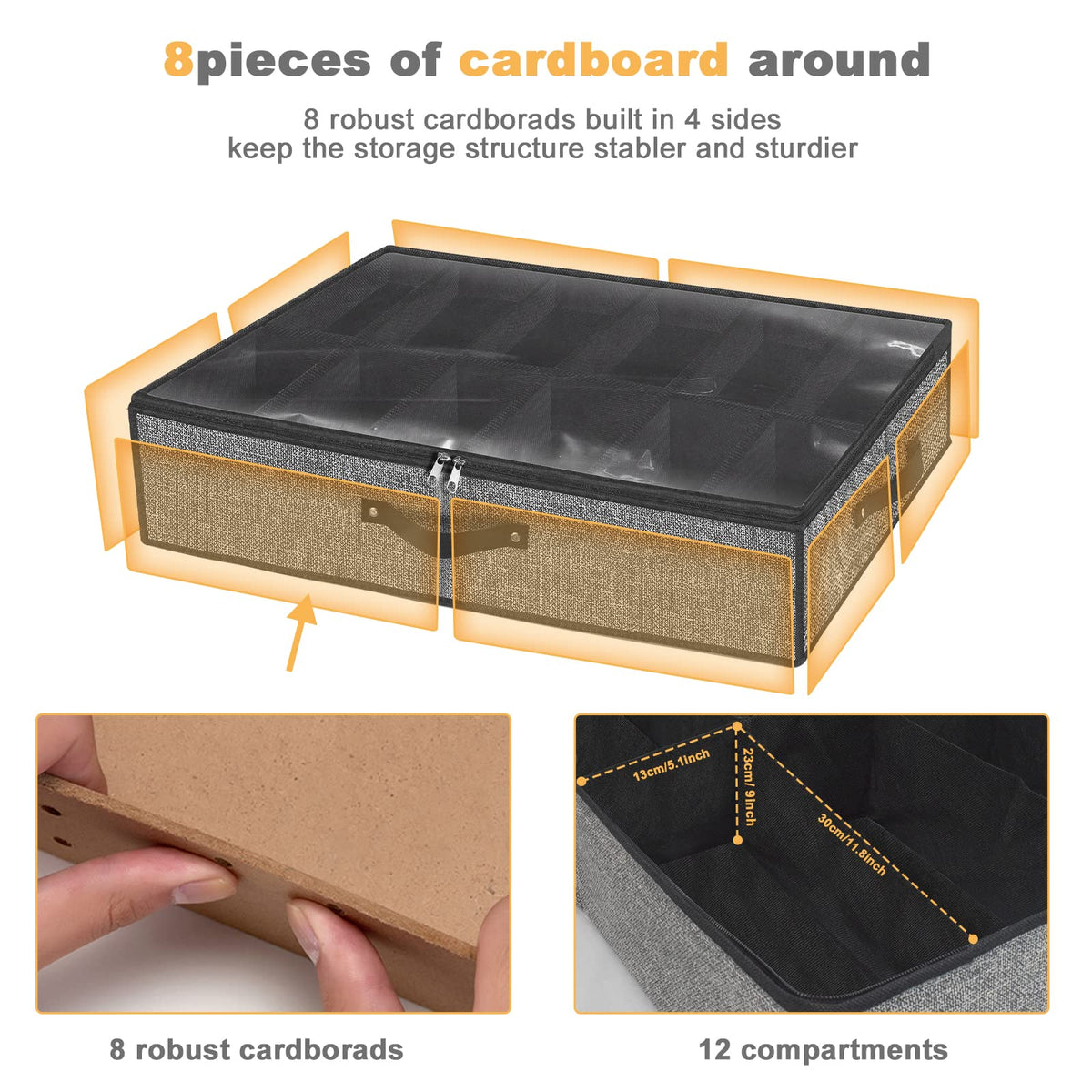 homyfort Under Bed Shoe Storage Organizer For Closet, Shoe Container Box Bedding Storage With Clear Cover Black Underbed Shoe Storage Set of 2