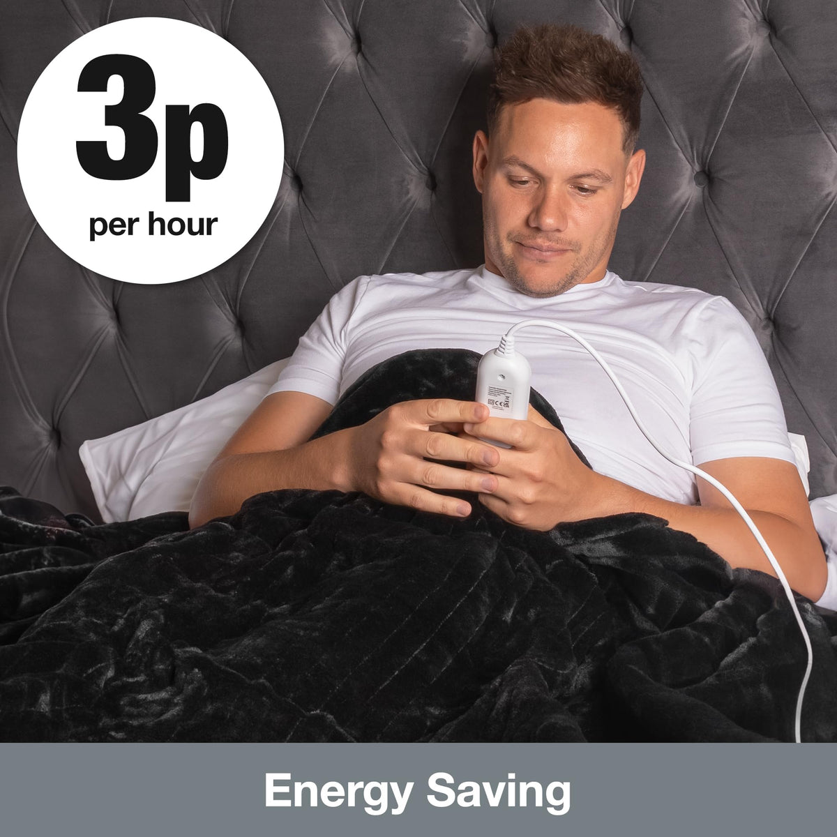Purus Black Heated Throw Electric Blanket, 160 x 120cm Heated Blanket Machine Washable Soft Micro Fleece Electric Throw Overblanket with 12HR Timer