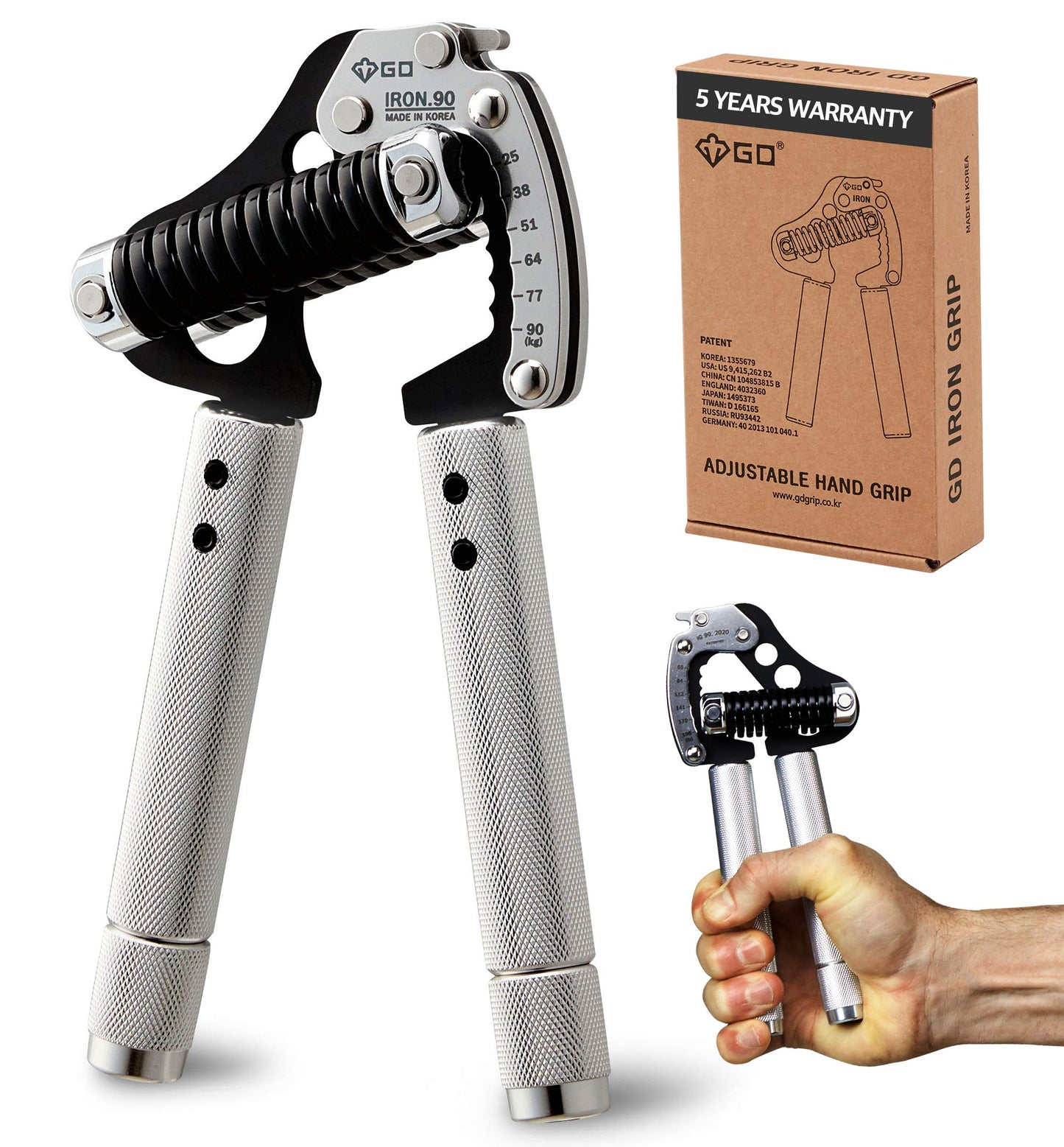 GD Iron Grip EXT 90 Hand Grip Strengthener Adjustable Hand Gripper (25 to 90kg) Hand Strength Trainer for Forearms, Wrist strengtheners Wrist Training