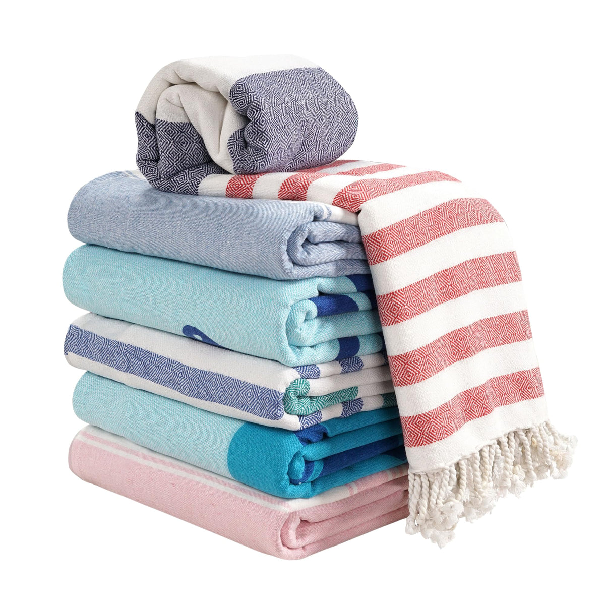 LANE LINEN Oversized Turkish Beach Towels for Women ? Set of 6, 39"x71" Pre-Washed & Quick Dry Travel Towels, Lightweight, Sand-Free & No-Shrink Beach