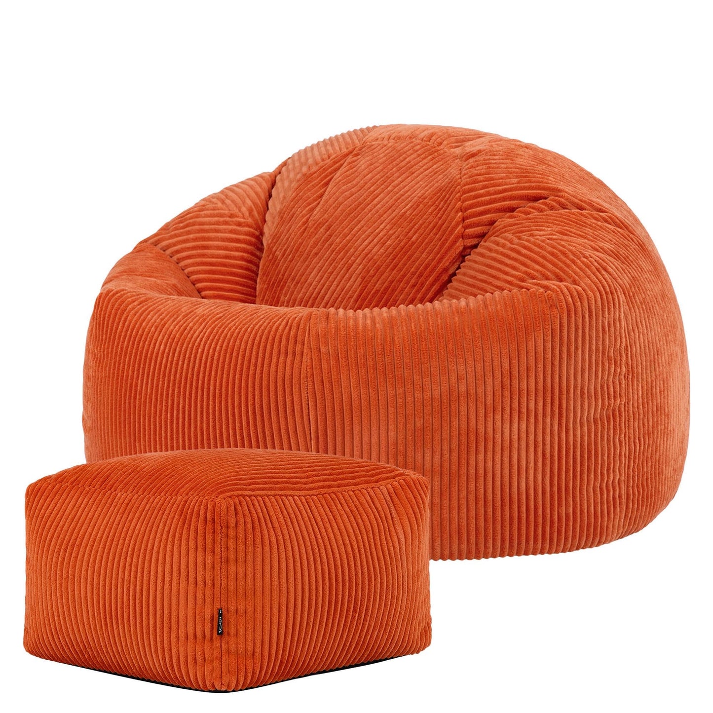icon Kingston Cord Bean Bag & Footstool with Filling Included, Orange