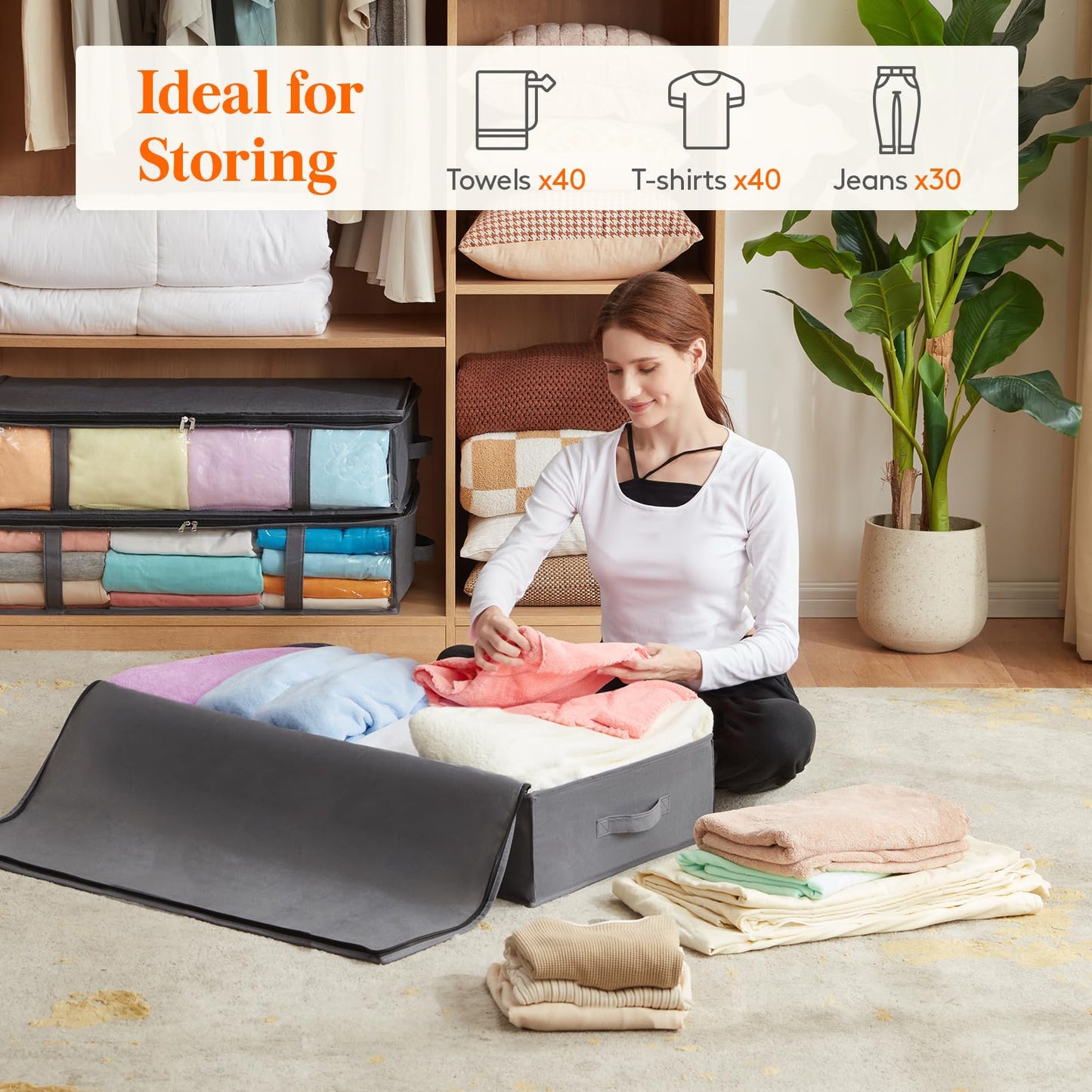Lifewit 4 Pack Under Bed Storage,90L Clothes Storage Bags with Clear Window