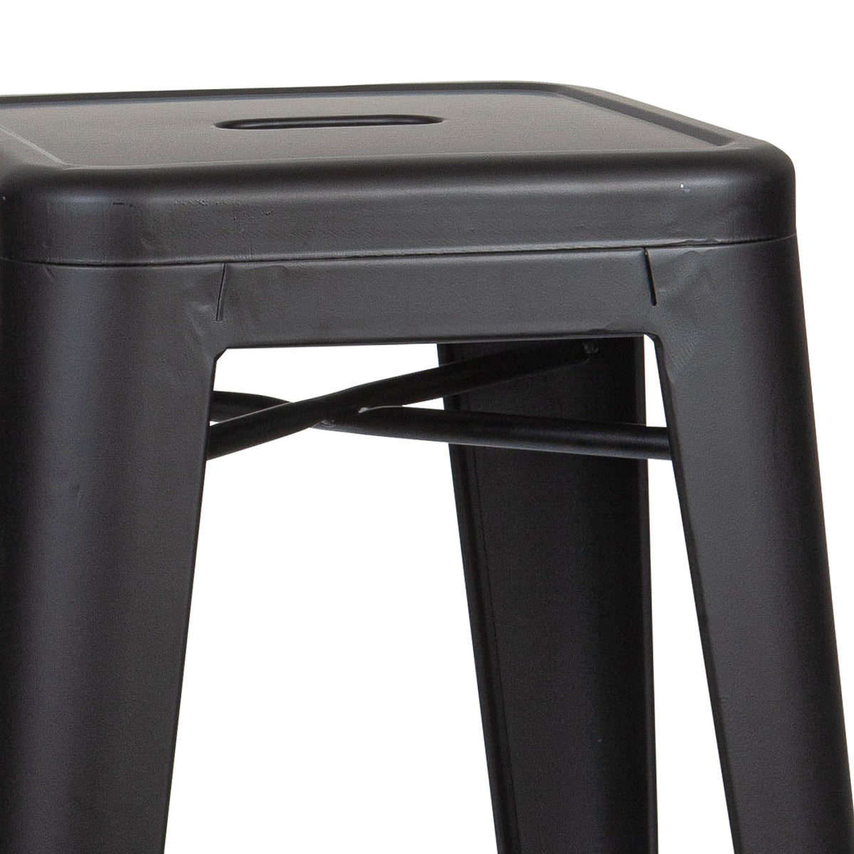 hjh OFFICE 645016 Bar stool VANTAGGIO HIGH metal black matt retro stool in industry design, stackable