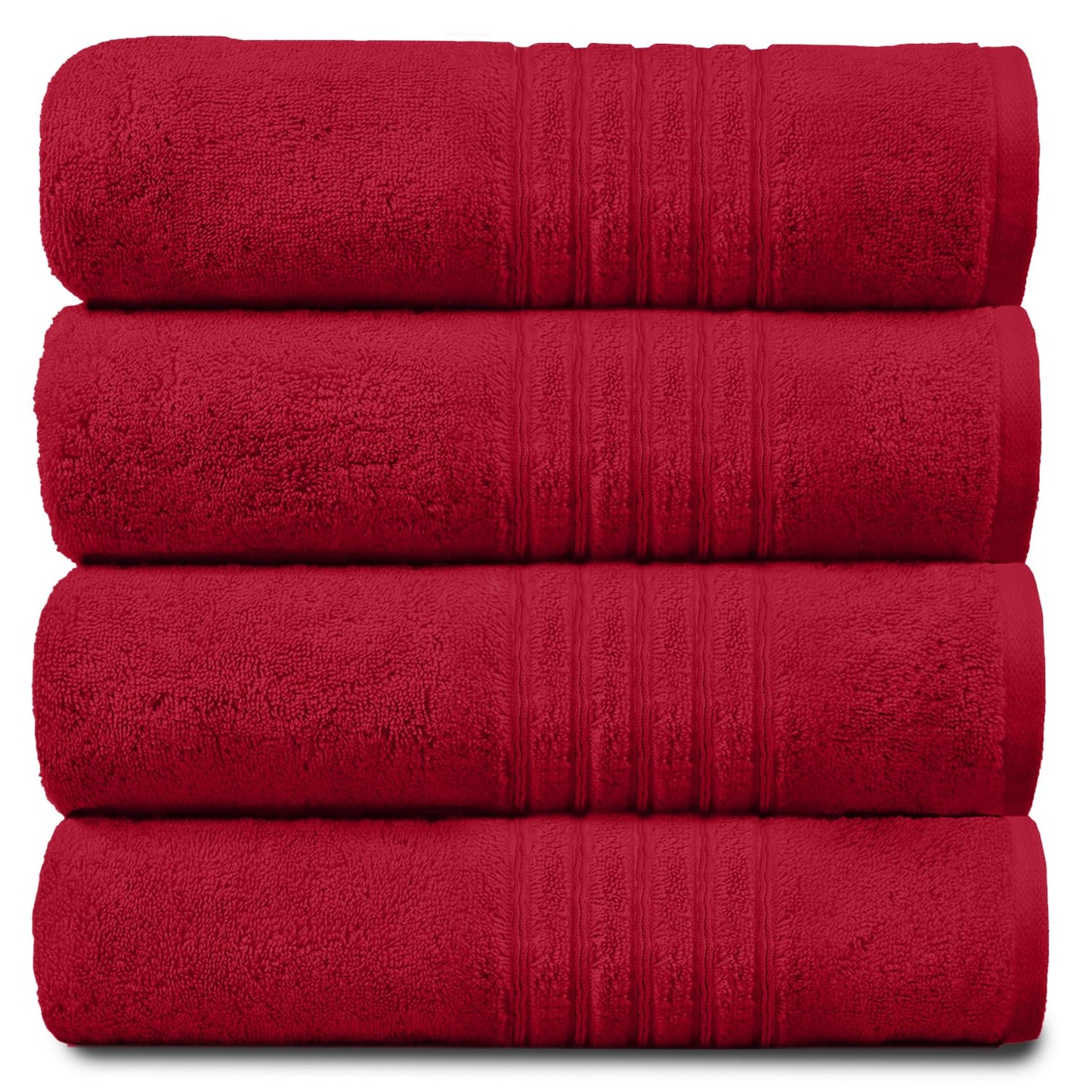 GC GAVENO CAVAILIA Ultra Soft Hand Towels For Bathroom, 4 Pk Egyptian Cotton Towels, Highly Water Absorbent, Red, 50x80 Cm, 41148111