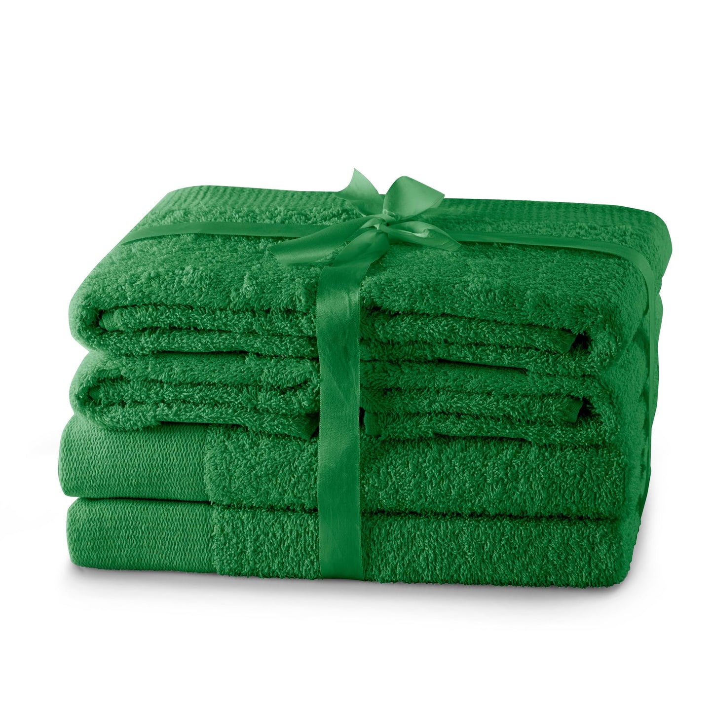 AmeliaHome Set 6pcs 4 Towels 50x100 cm and 2 Bath Towels 70x140 cm 100% Cotton Absorbent Green Amari