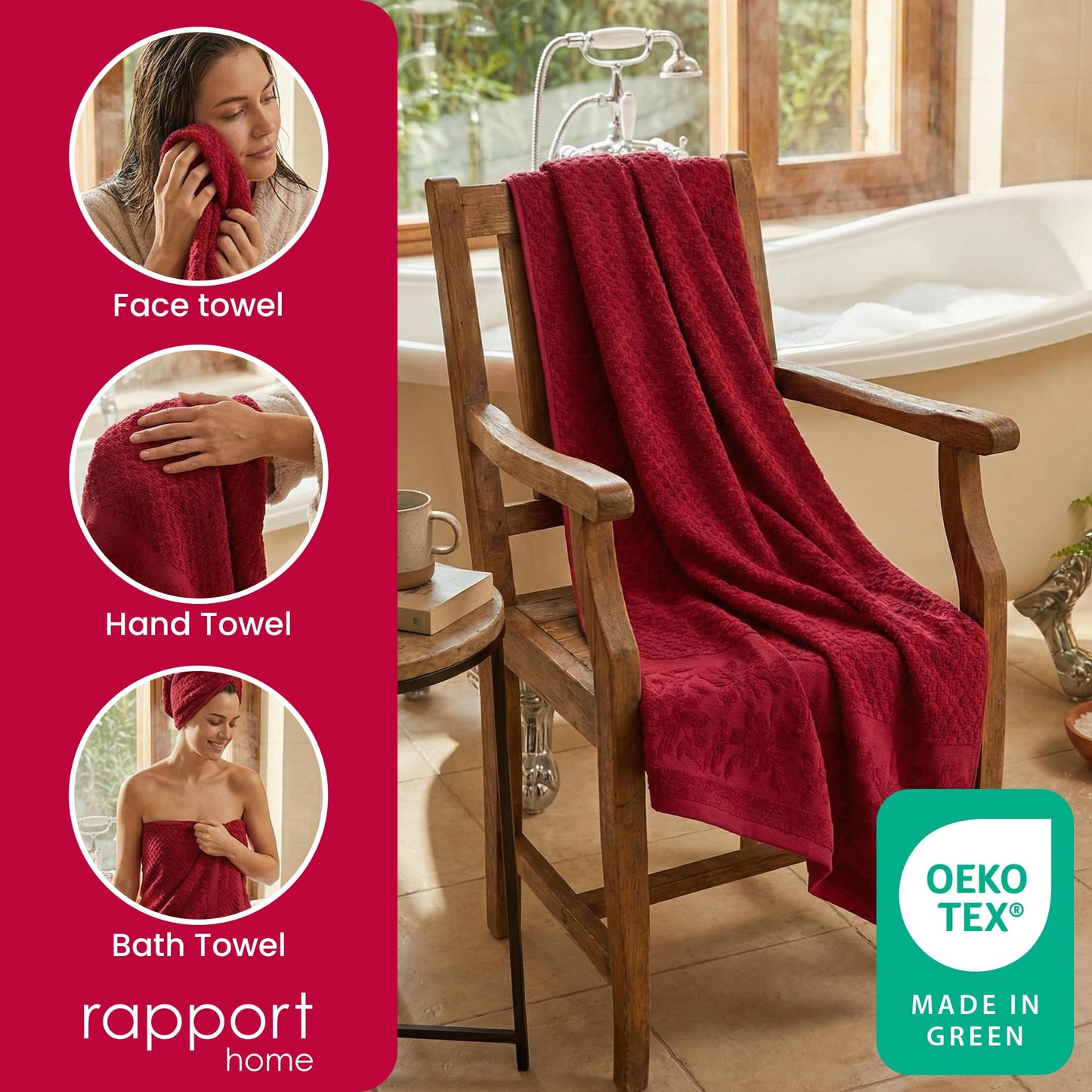 Rapport Home Versailles Jacquard 6-Piece Towel Bale | Luxurious 100% Cotton 500GSM Bathroom Set for Soft Absorbent Comfort and Elegant Style