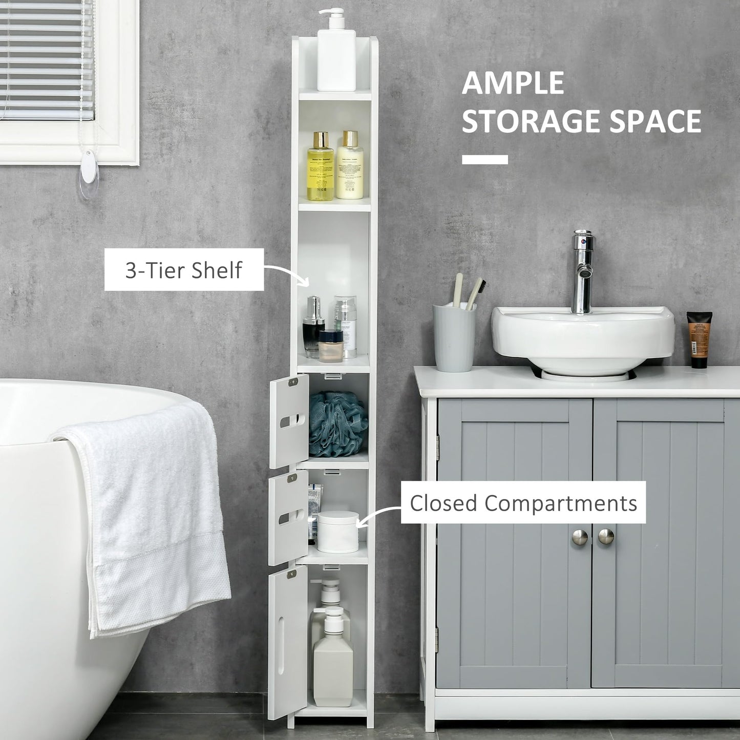 kleankin Modern Bathroom Storage Cabinet Freestanding Open Shelves White