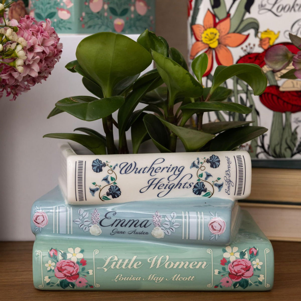 Steel Mill & Co Small Book-Shaped Decorative Planter, Ceramic Planter for Home Decor, Cute Bookshelf Decor, Unique Planter for Book Lovers, Classic