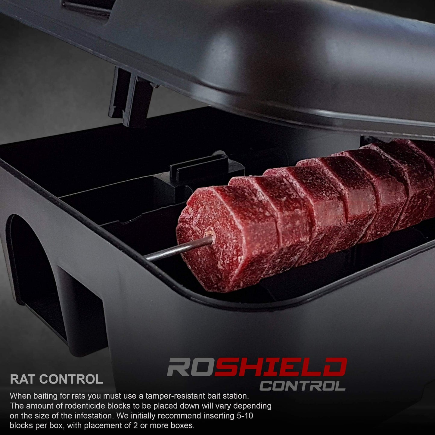 ROSHIELD External Tamper Proof Rodent Boxes & Wax Bait Rat Killer Poison Block Kit (4 Boxes & 300 gr Blocks)