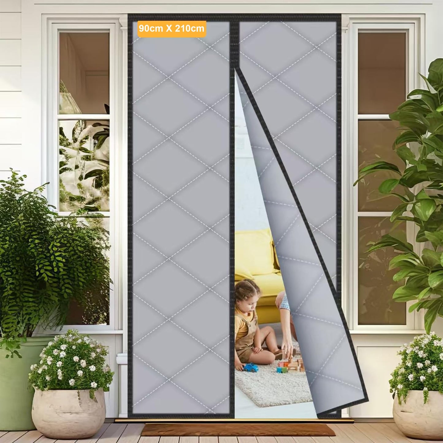 Sylken Thermal Door Curtain 90 X 210cm,Thickened Windproof Waterproof Door Covers Oxford Cloth with Polyester Cotton Warm Winter, Windproof