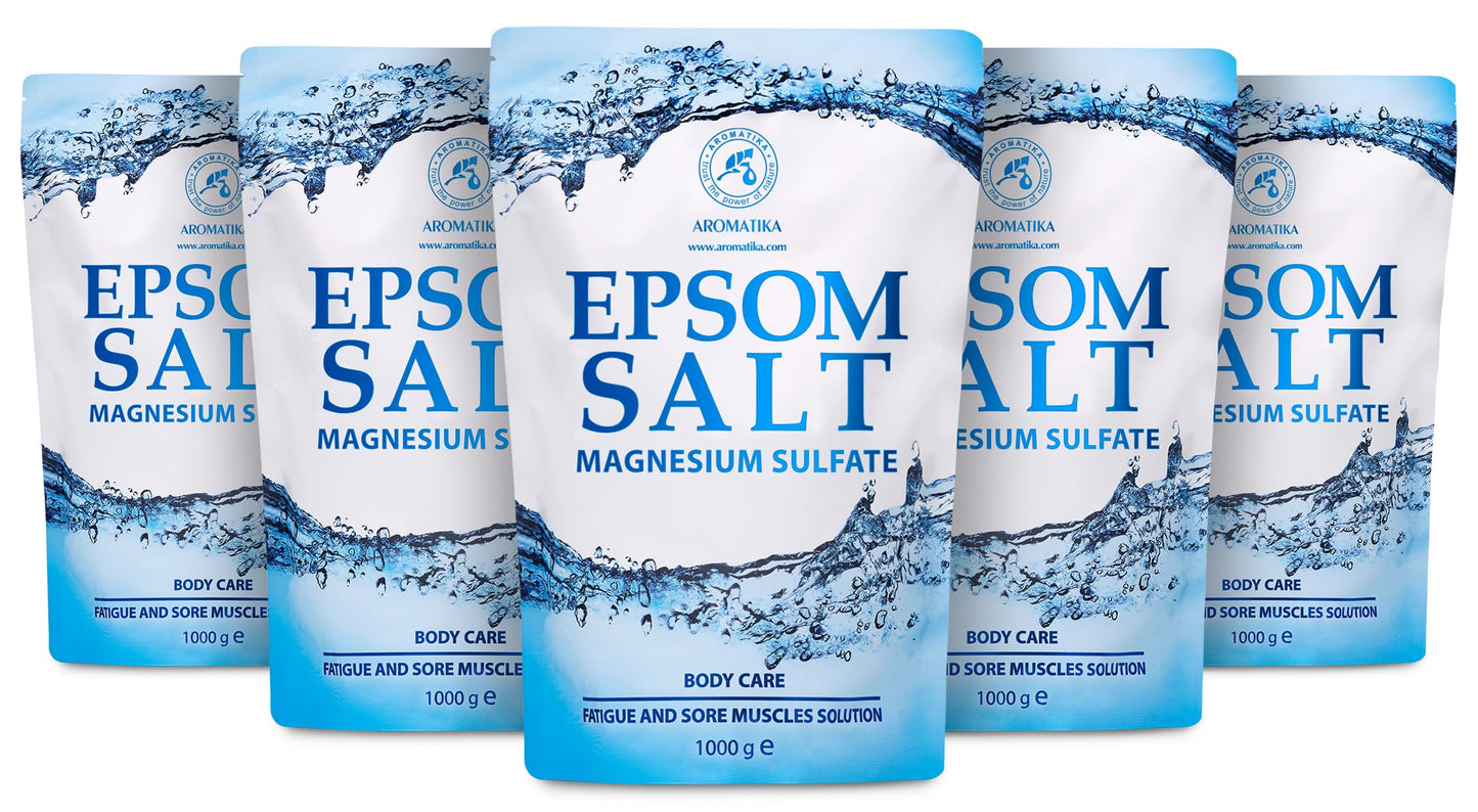 Epsom Bath Salt 5kg - 100% Pure & Natural Epsom Salt - Concentrated Magnesium Sulphate - Soothing & Relieves Sore Muscles - Relaxation & Detoxifying -