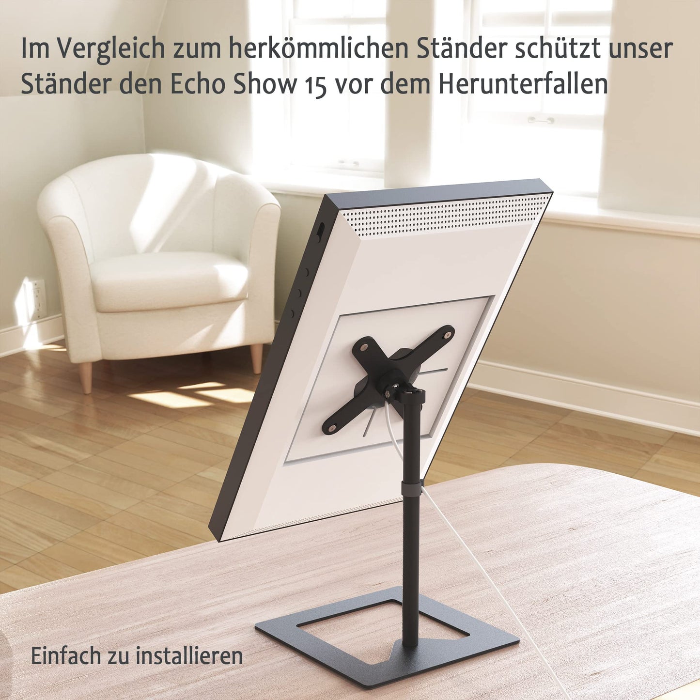 Adjustable metal stand for the E cho S how 15, free to tilt and swivel 360°, 15.6 inch monitor stand for E cho S how 15, robust and non-wobbly